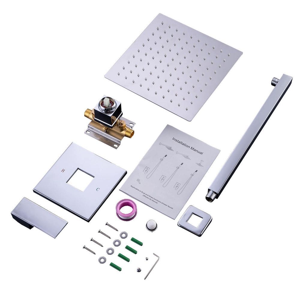 Wall Mounted 10 in. Rain Shower Head Faucet with Valve