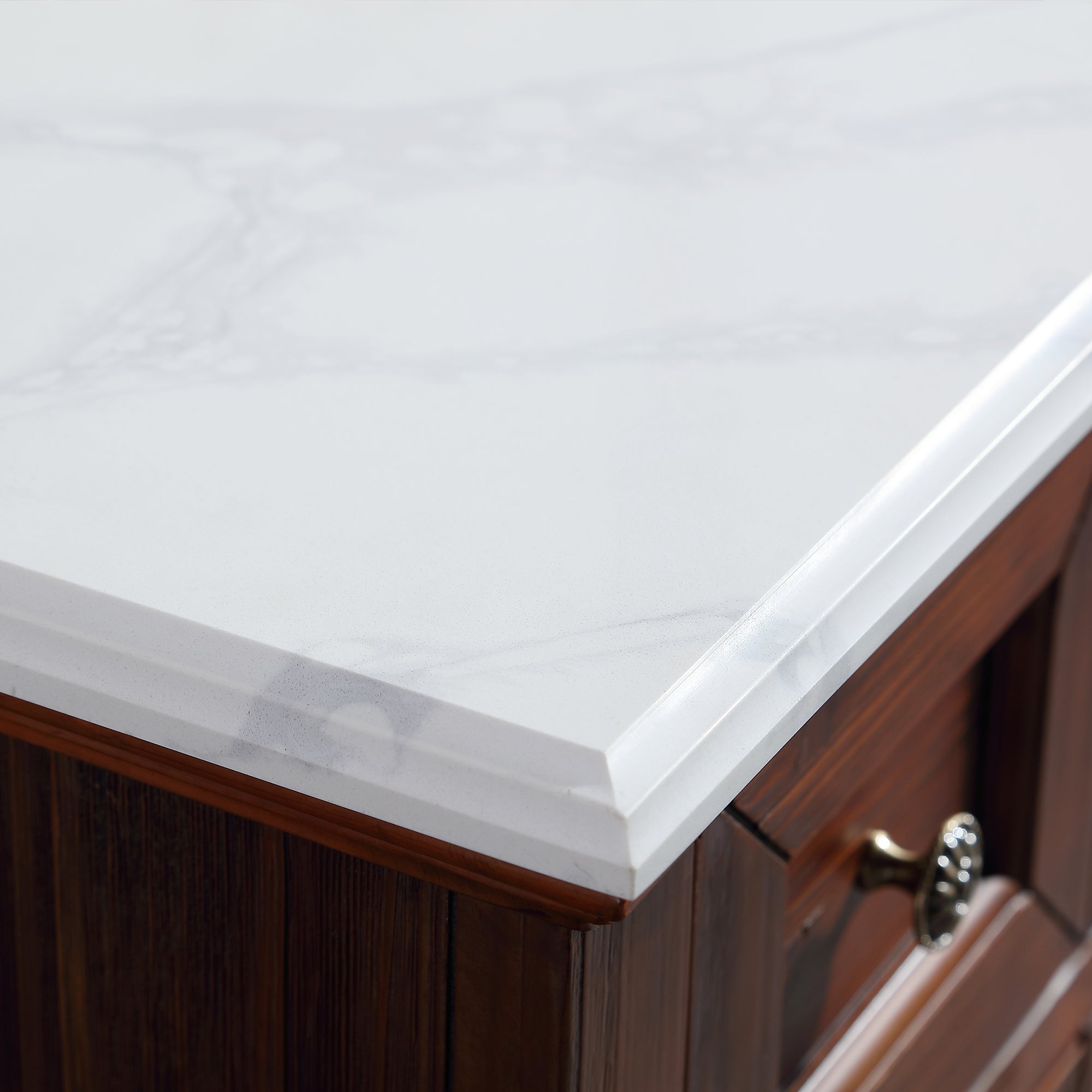 36 in. W x 22 in. D x 35 in. H Freestanding Bath Vanity Wood in Brown with White Quartz Top with White Basin