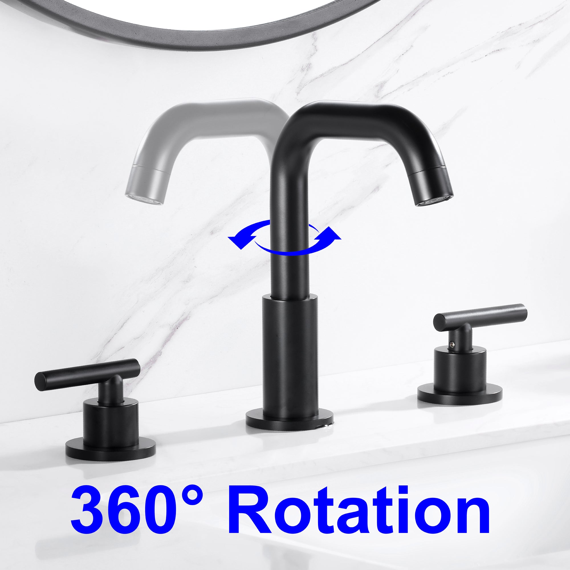 8 in. Widespread Double Handle Bathroom Faucet with 360-Degree Rotation