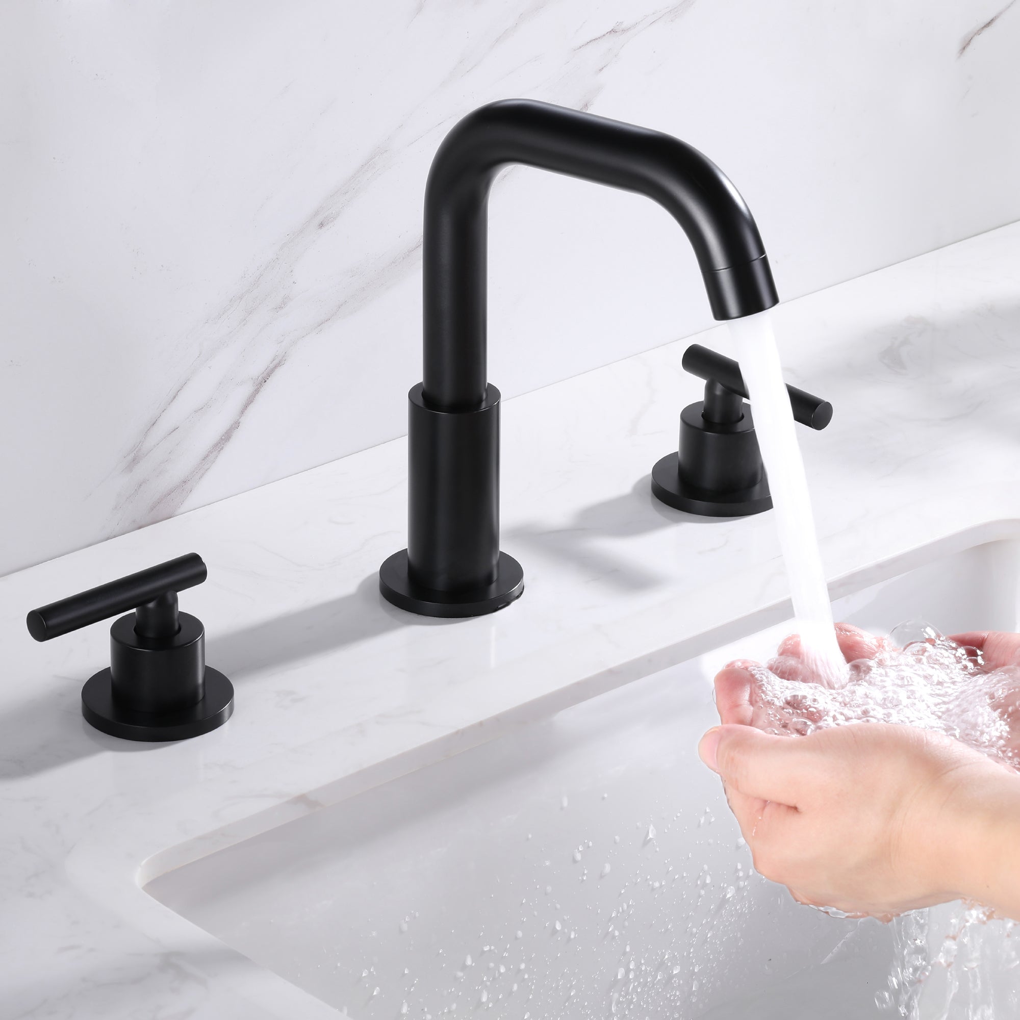 8 in. Widespread Double Handle Bathroom Faucet with 360-Degree Rotation