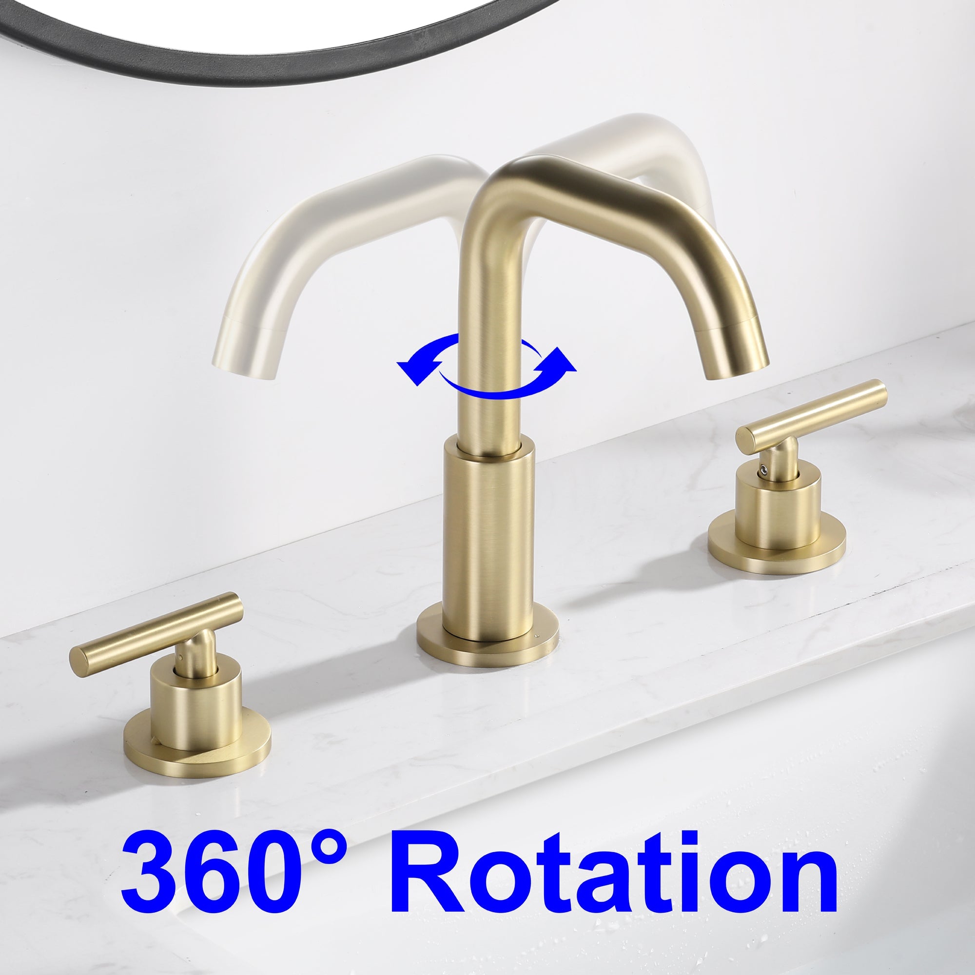 8 in. Widespread Double Handle Bathroom Faucet with 360-Degree Rotation
