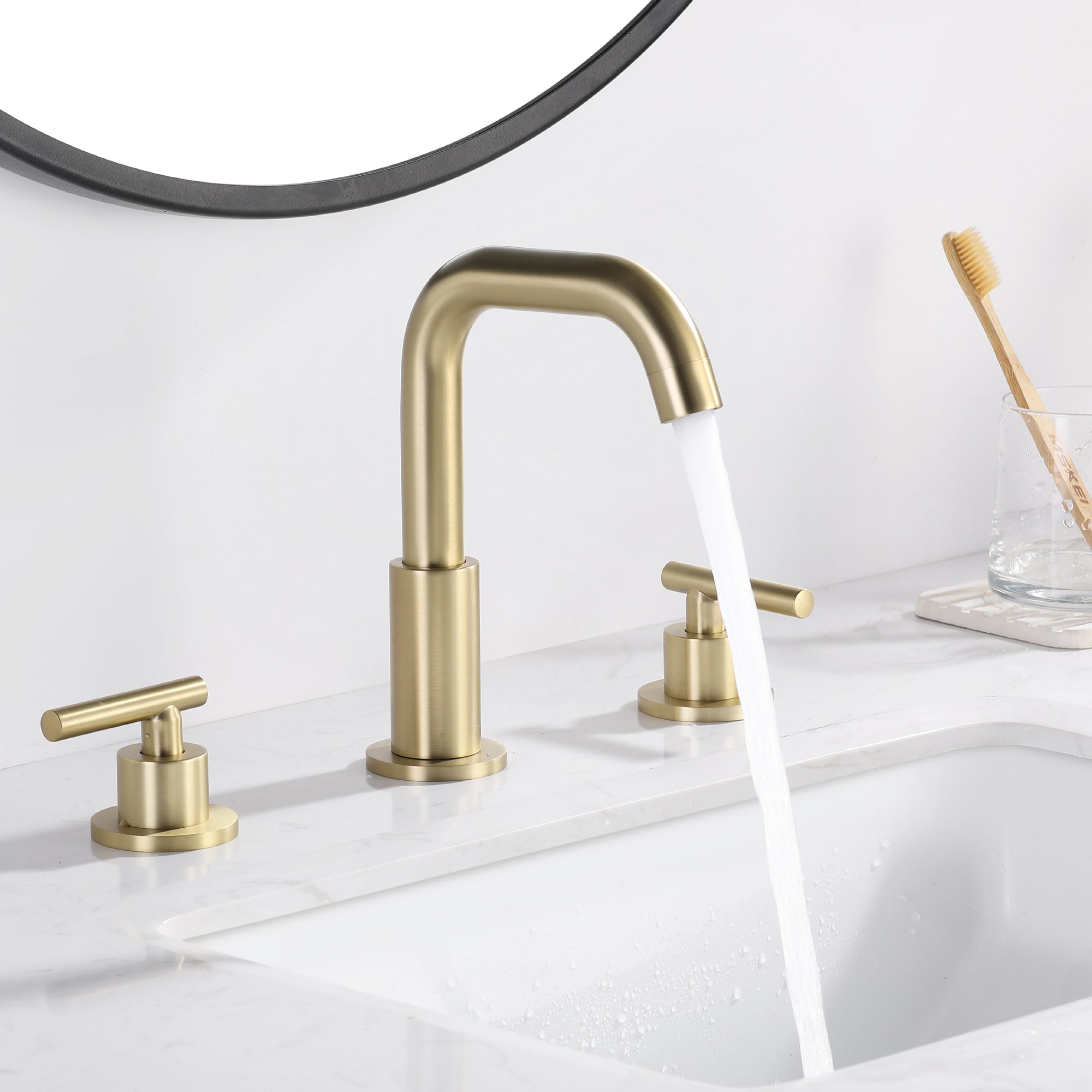 8 in. Widespread Double Handle Bathroom Faucet with 360-Degree Rotation