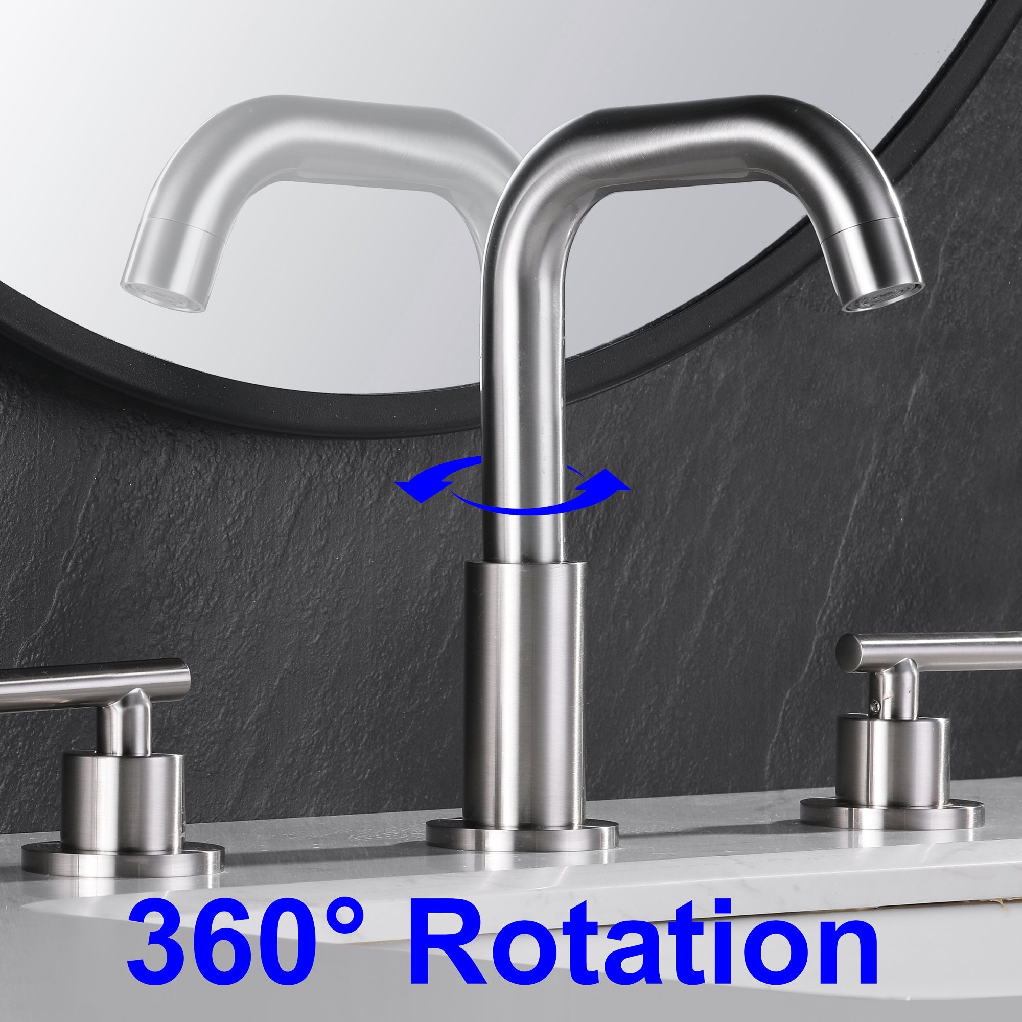 8 in. Widespread Double Handle Bathroom Faucet with 360-Degree Rotation