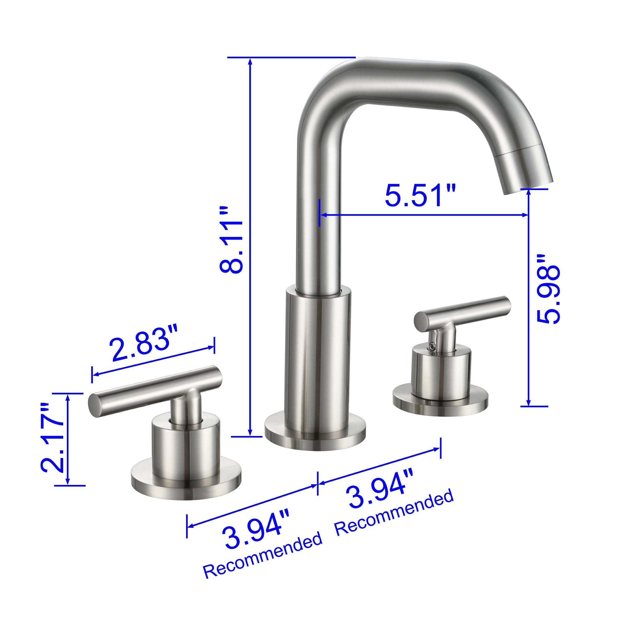 8 in. Widespread Double Handle Bathroom Faucet with 360-Degree Rotation