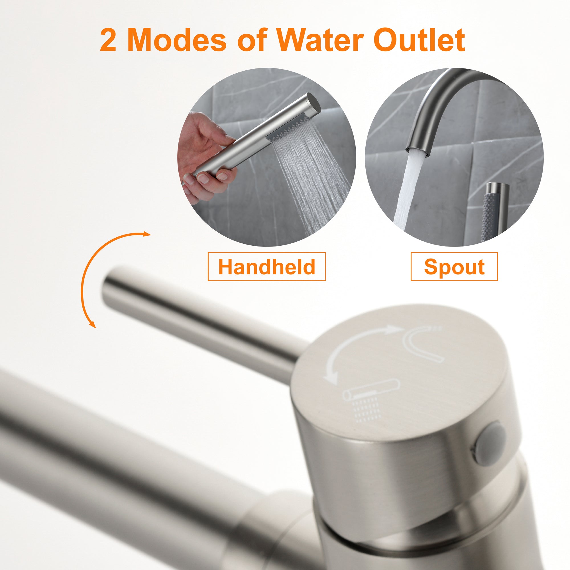 Double-Handle Floor Freestanding Bathroom Tub Faucets with Hand Shower
