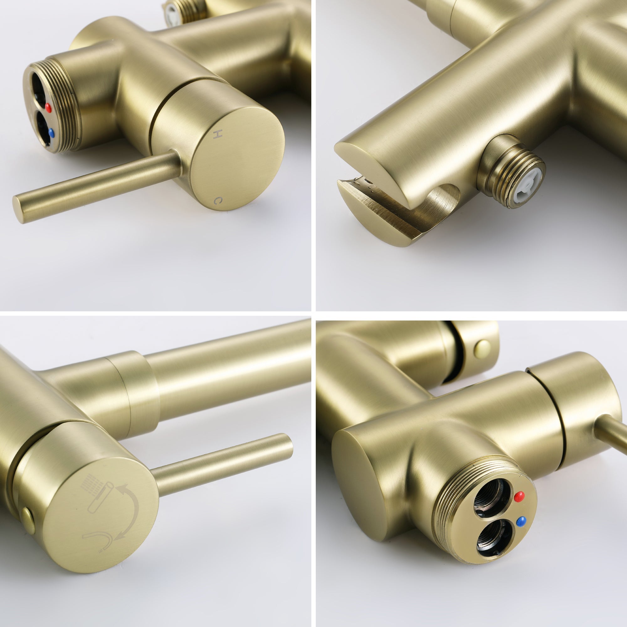 Double-Handle Floor Freestanding Bathroom Tub Faucets with Hand Shower