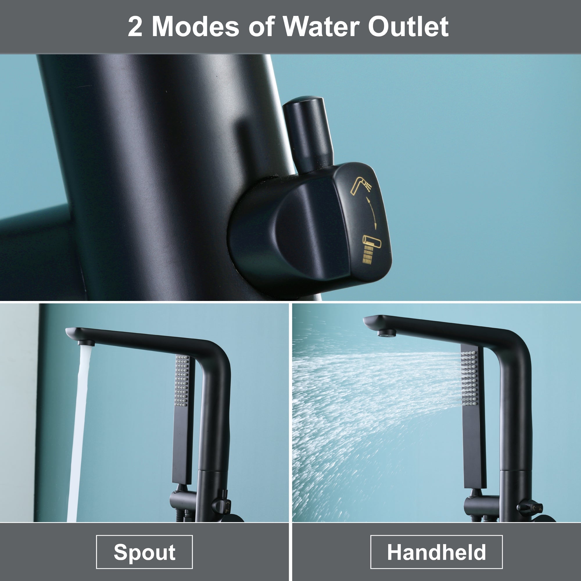 Rotatable Single Handle Freestanding Bathtub Mounted Faucet with Hand Shower