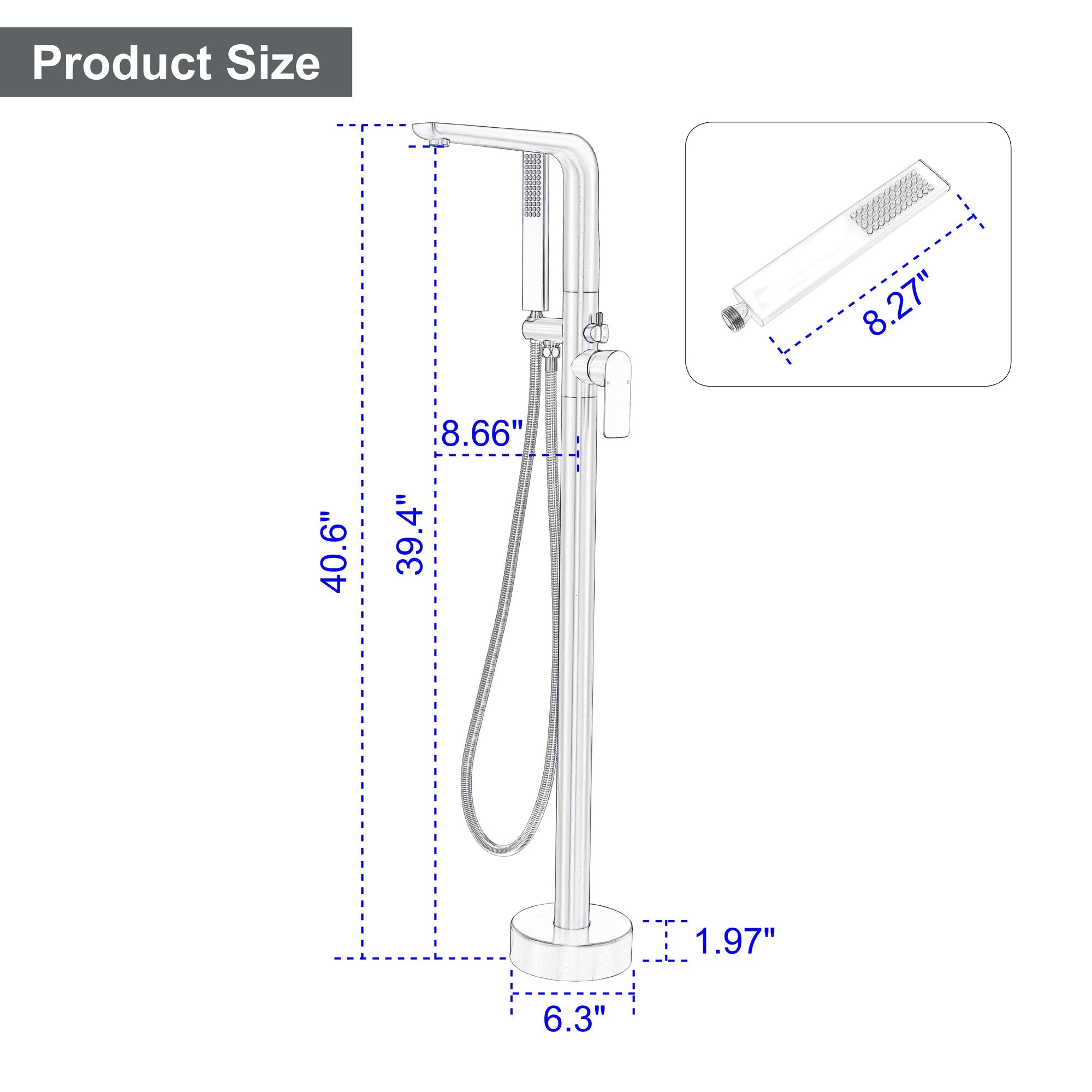 Rotatable Single Handle Freestanding Bathtub Mounted Faucet with Hand Shower
