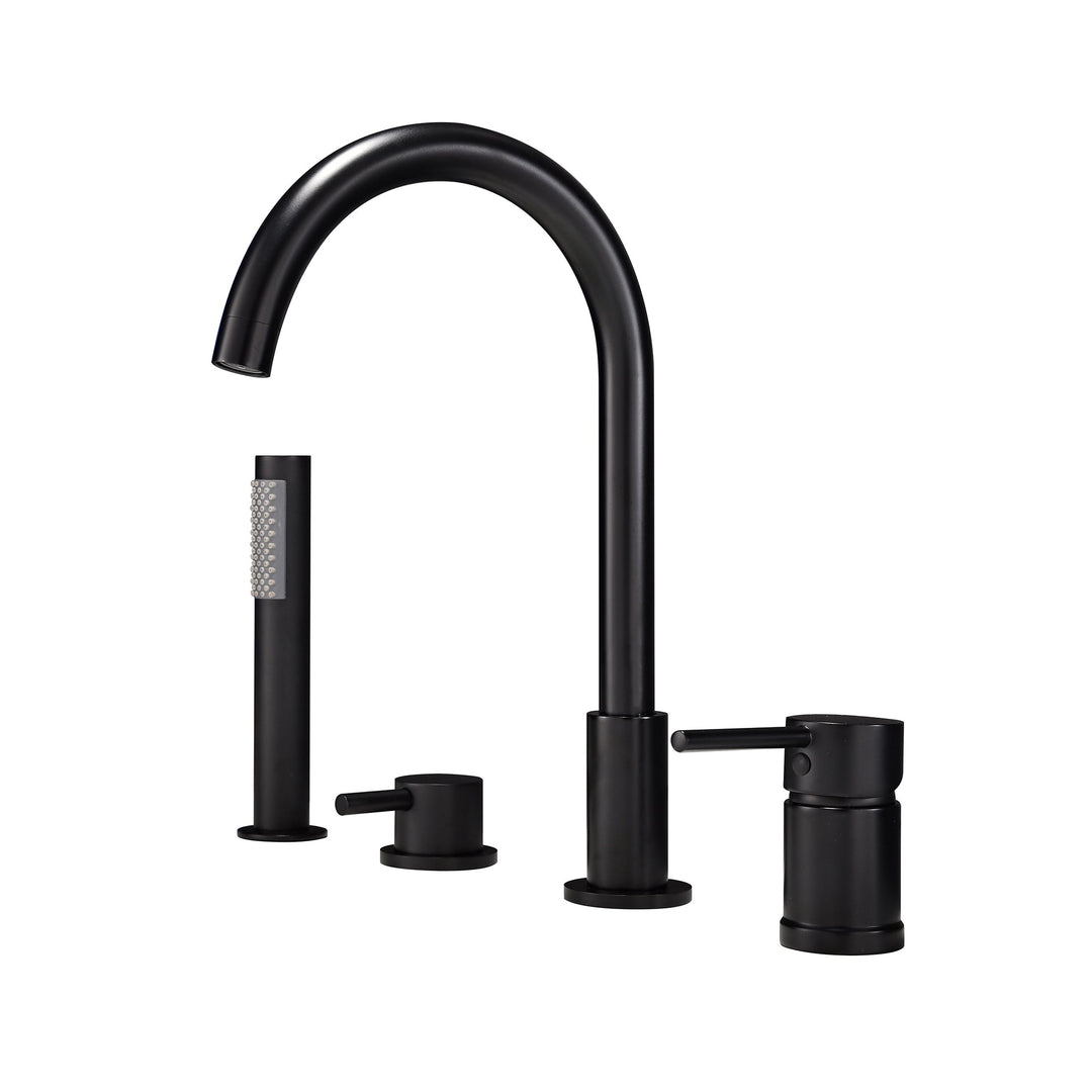 Deck Mounted 4 Hole Bathtub Filler Faucet With Double Handle
