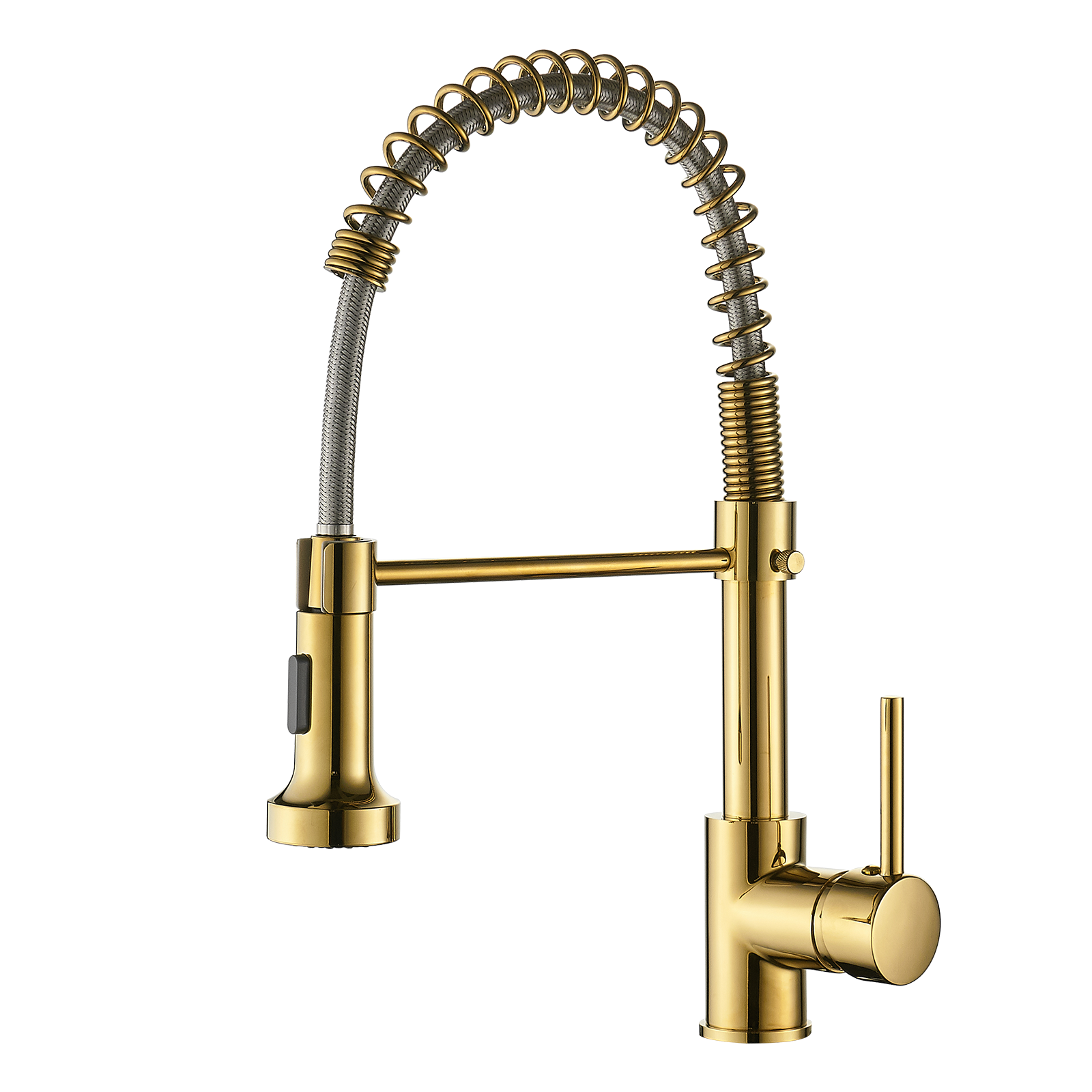 Single Handle Kitchen Faucet with Pull Down Sprayer in Gold