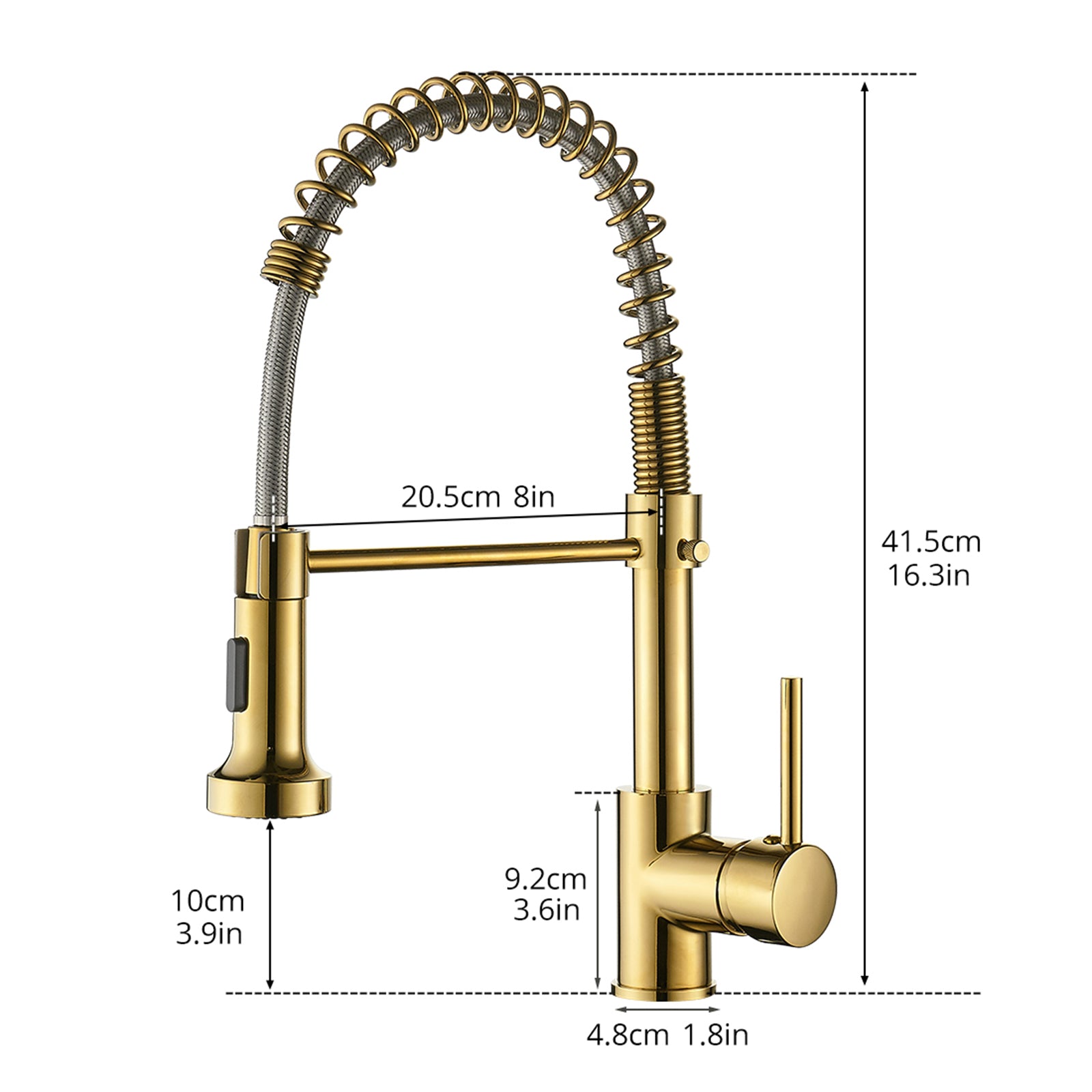Single Handle Kitchen Faucet with Pull Down Sprayer in Gold