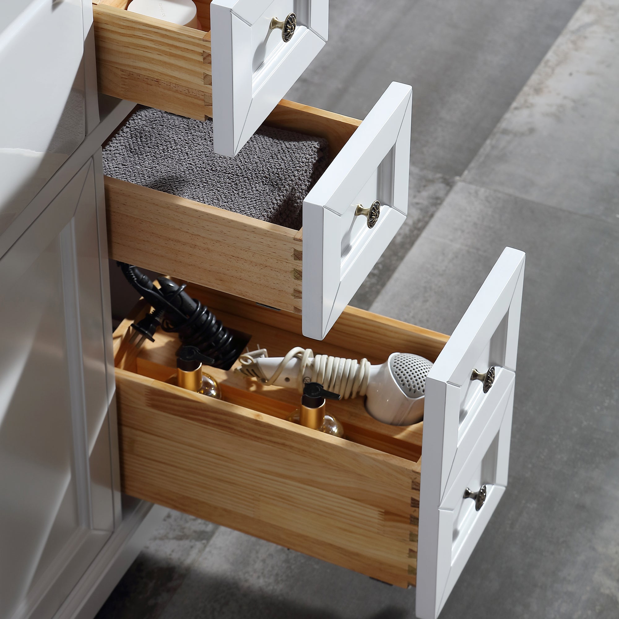 48" Freestanding Bath Vanity Minimalist in White with White Quartz Top with White Basin