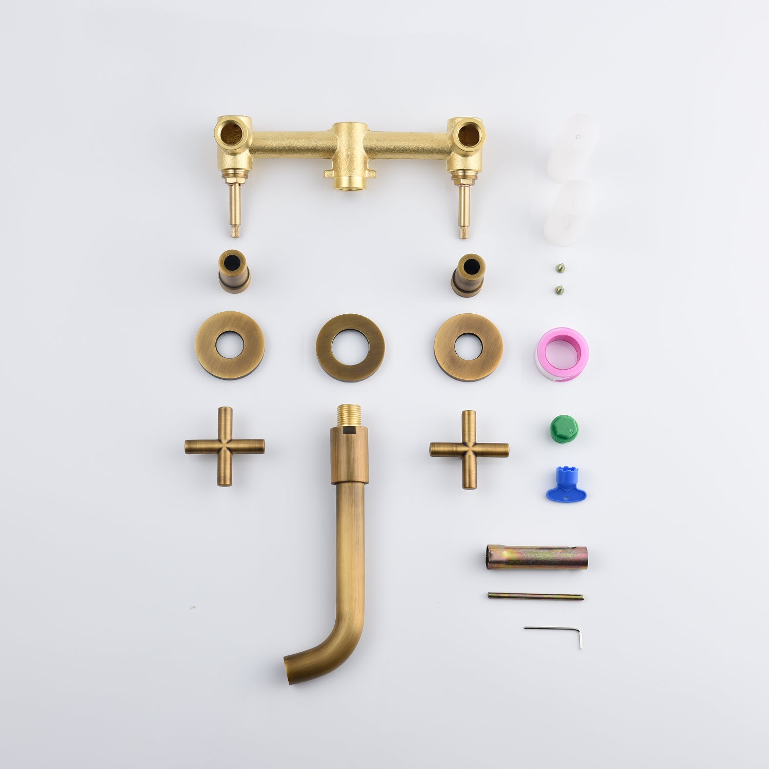 Double Handle Wall Mounted Bathroom Faucet in Archaize