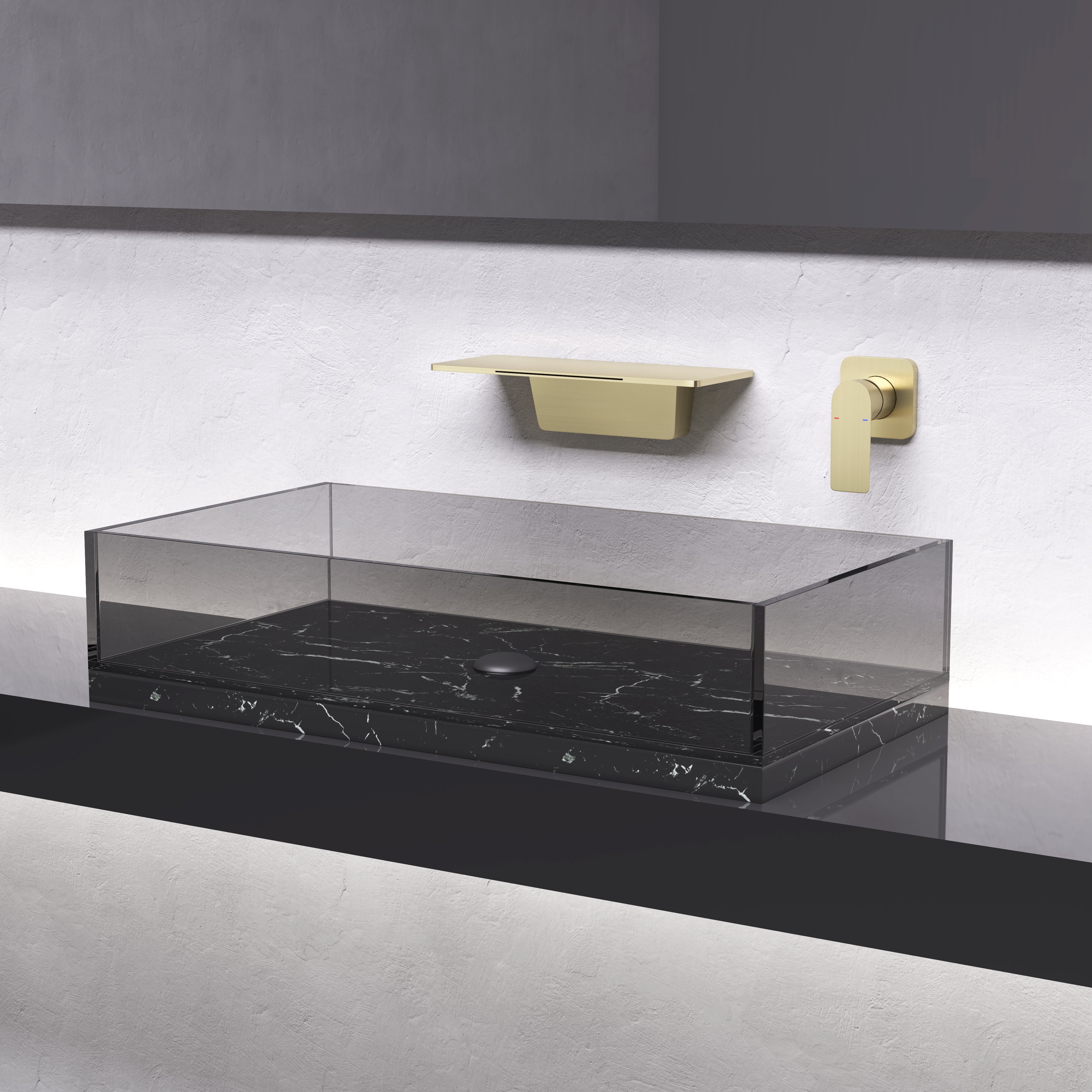 Single Handle Widespread Wall Mounted Bathroom Faucet with Shelf Function