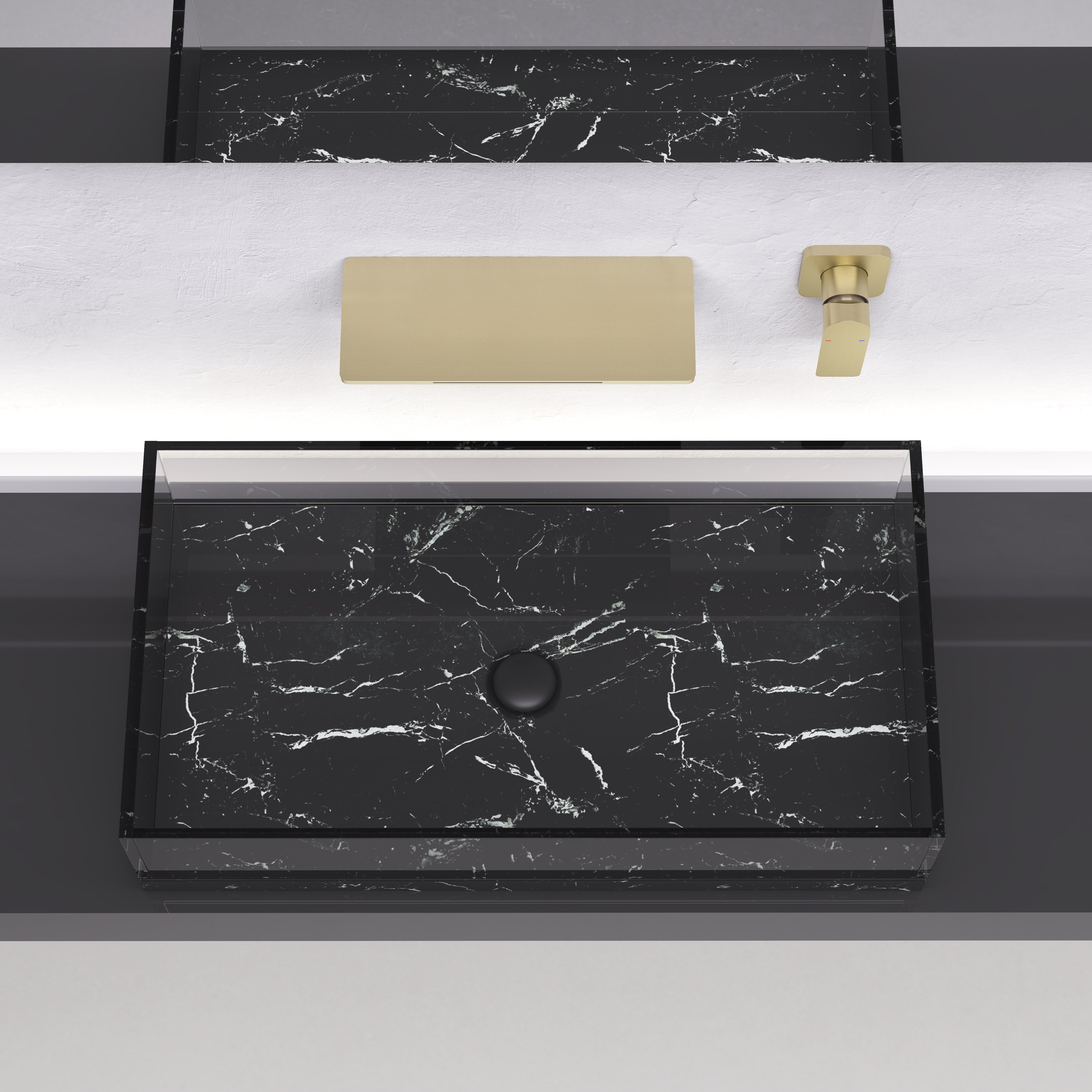 Single Handle Widespread Wall Mounted Bathroom Faucet with Shelf Function