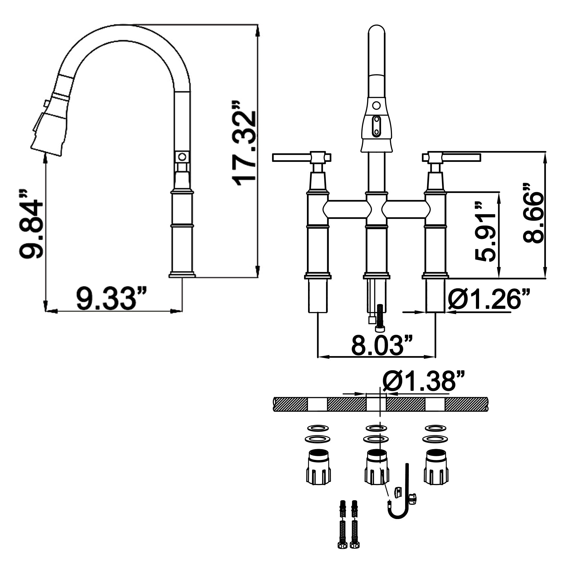 Hole Bridge Kitchen Faucet Structure