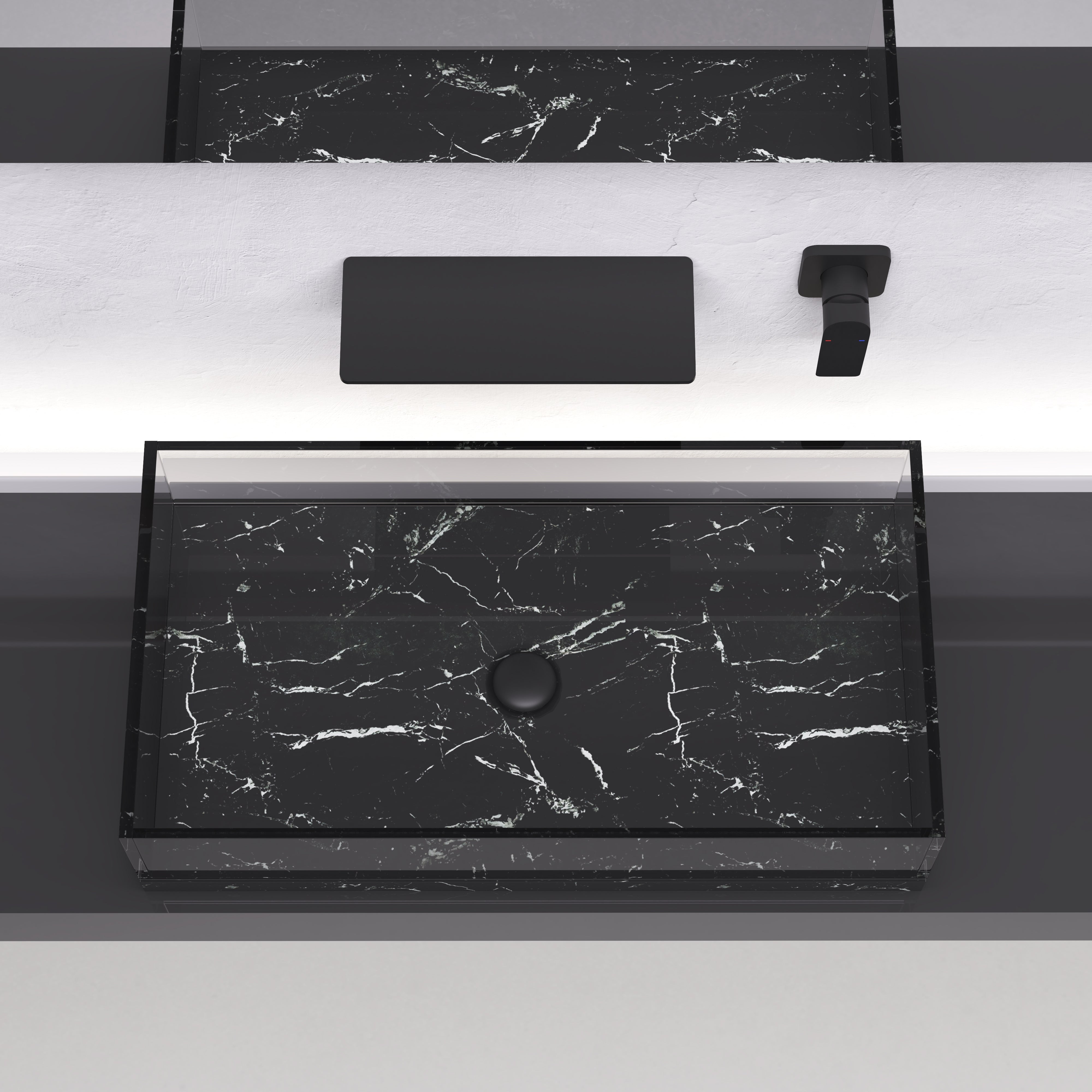 Single Handle Widespread Wall Mounted Bathroom Faucet with Shelf Function