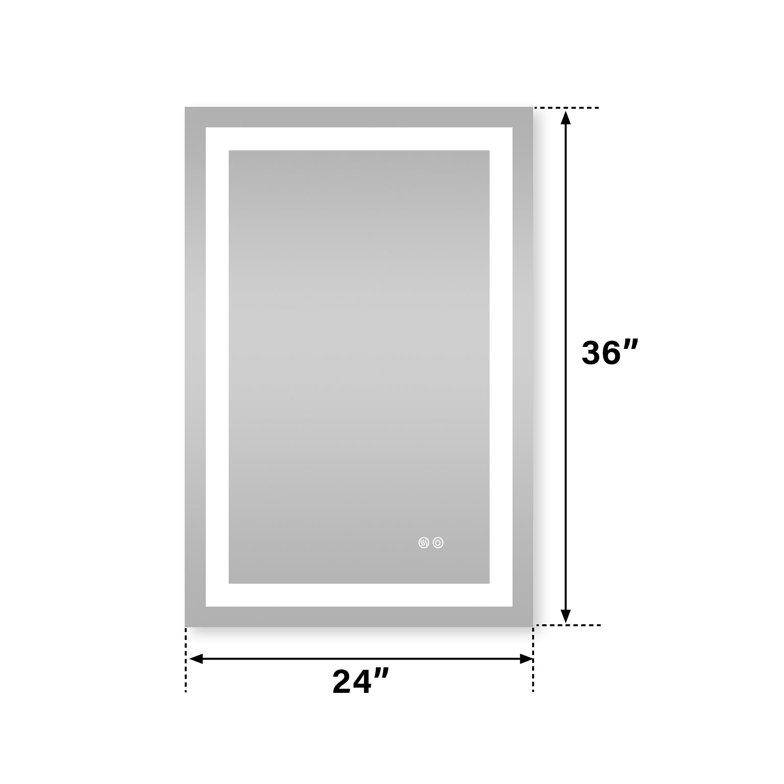 24 in. W x 36 in. H Rectangular Frameless Anti-Fog LED Light Bathroom Vanity Mirror in Aluminum