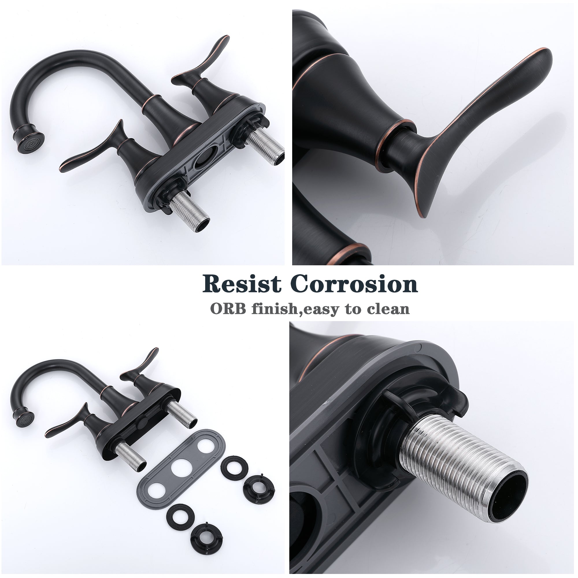 2-Handle 4-Inch Bathroom Vanity Sink Faucets with Pop-up Drain and Supply Hoses