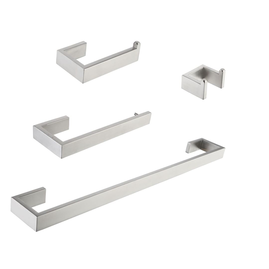4 Piece Bathroom Accessories Set Stainless Steel Wall Mounted