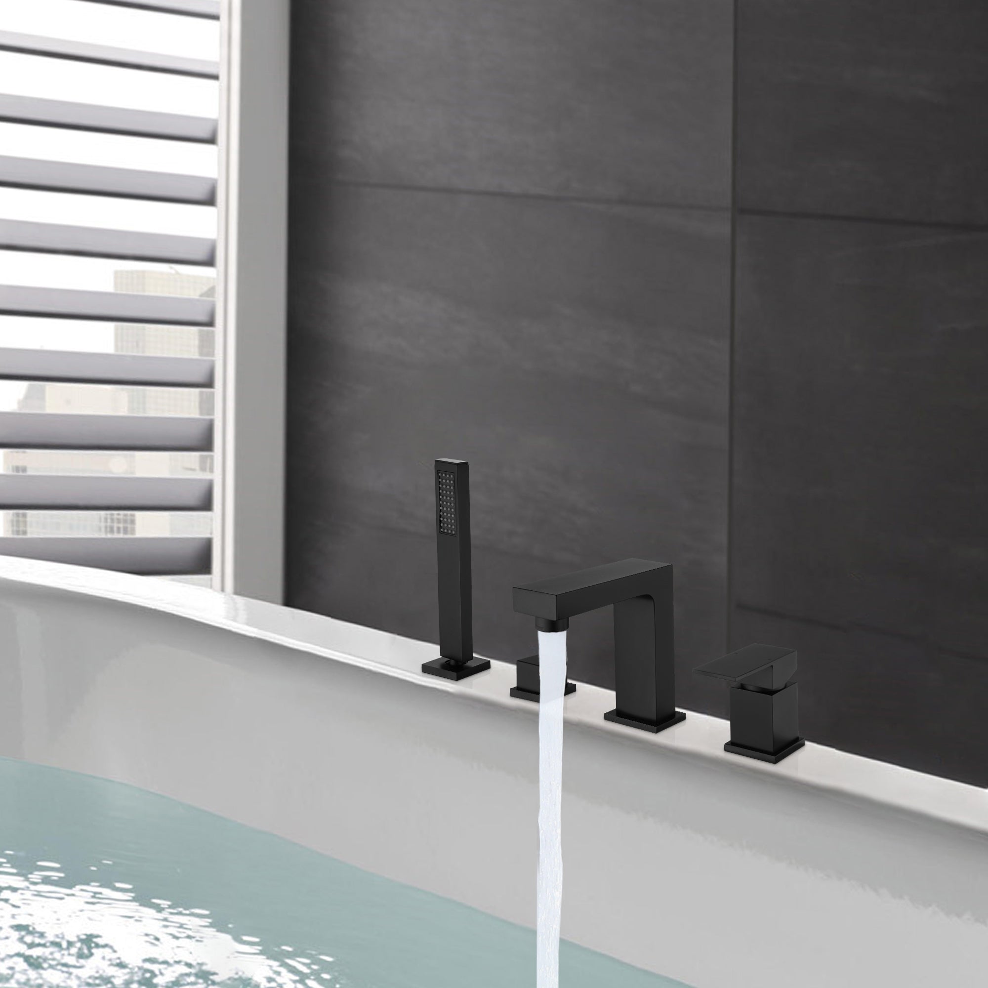 Deck Mounted Waterfall Roman Tub Faucet With Handshower