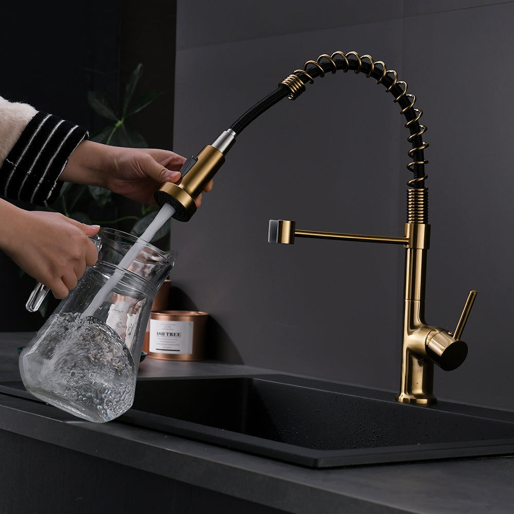 Modern Single Handle Pull Down Kitchen Faucet With Spray