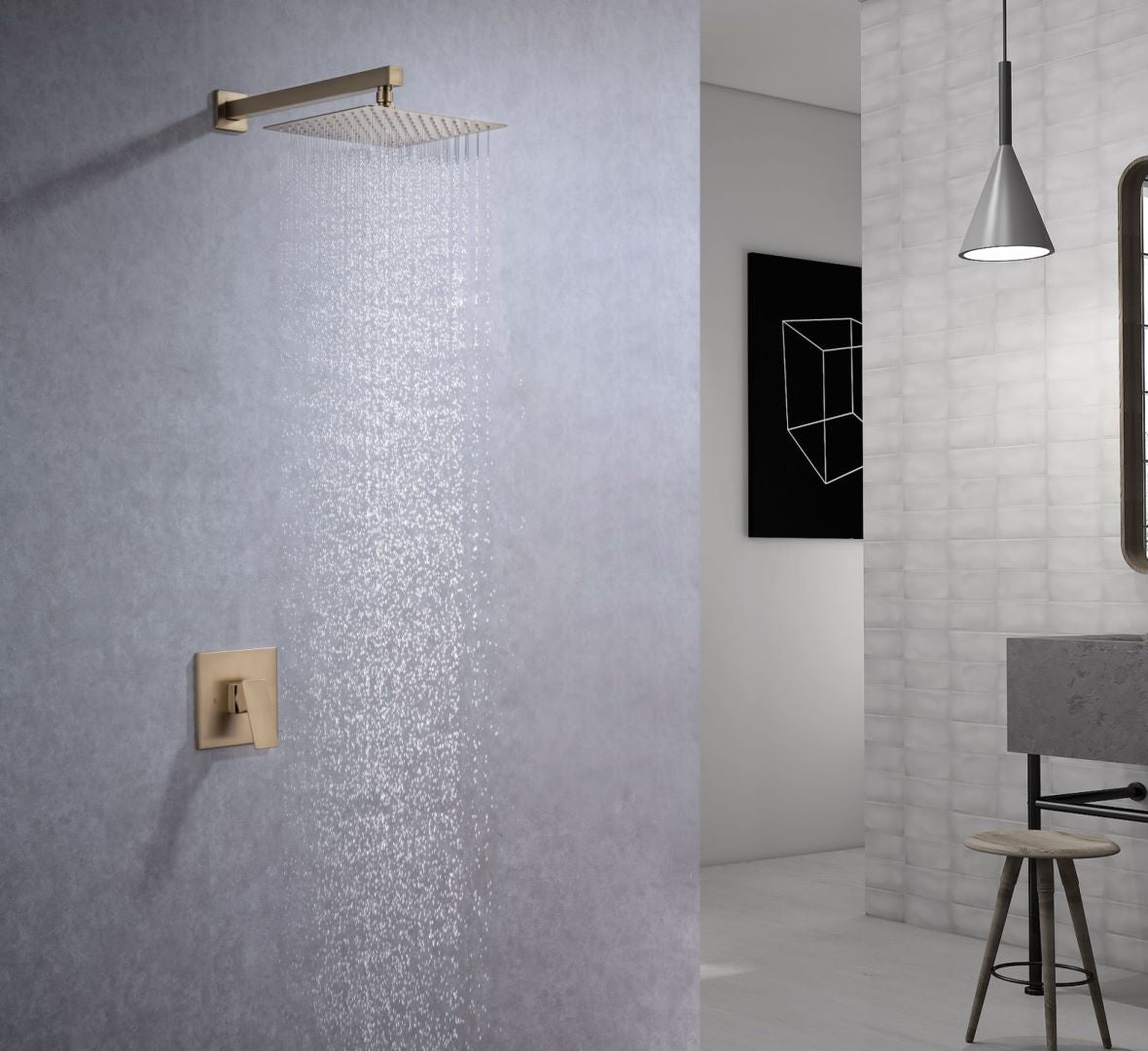 Wall Mounted 10 in. Rain Shower Head Faucet with Valve