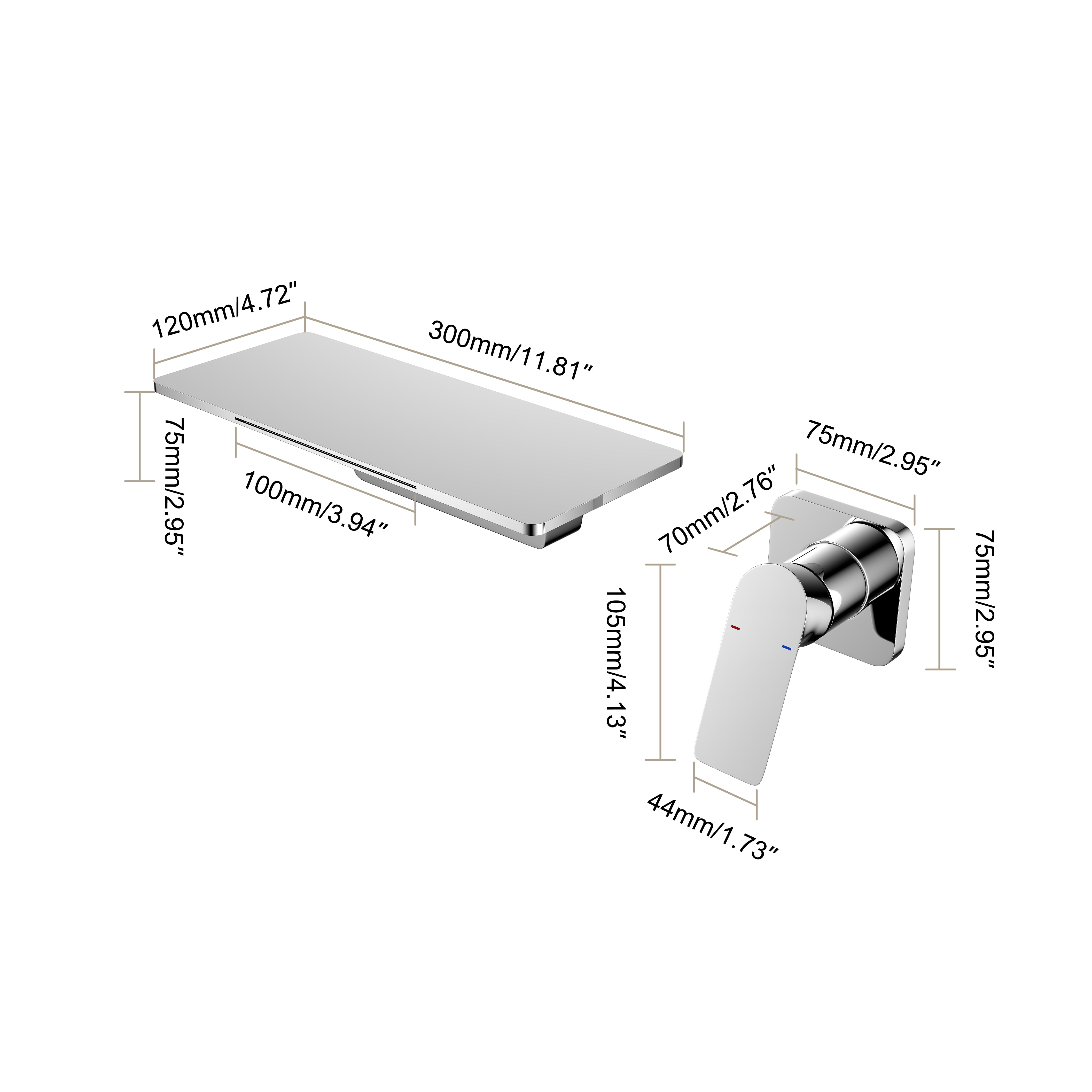 Single Handle Widespread Wall Mounted Bathroom Faucet with Shelf Function