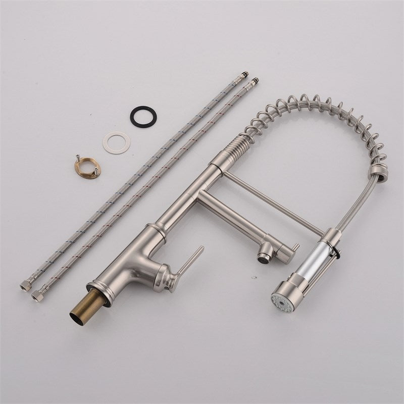 Modern Pull Down Single Handle Kitchen Faucet in Brushed Nickel