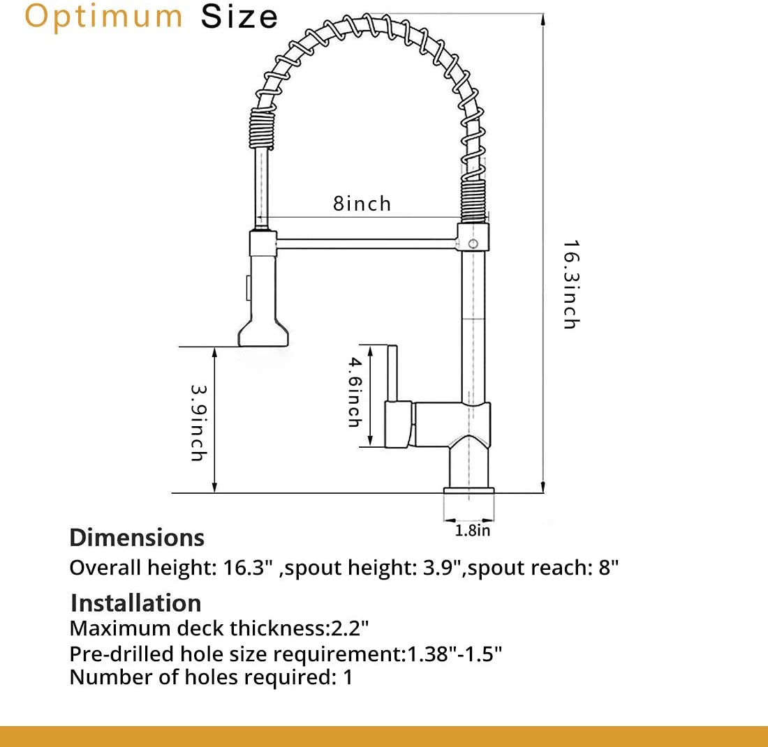 Sprayer Kitchen Faucet Sizes