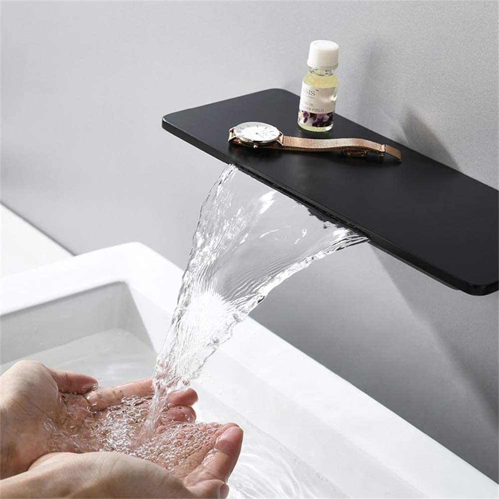 Single Handle Widespread Wall Mounted Bathroom Faucet with Shelf Function