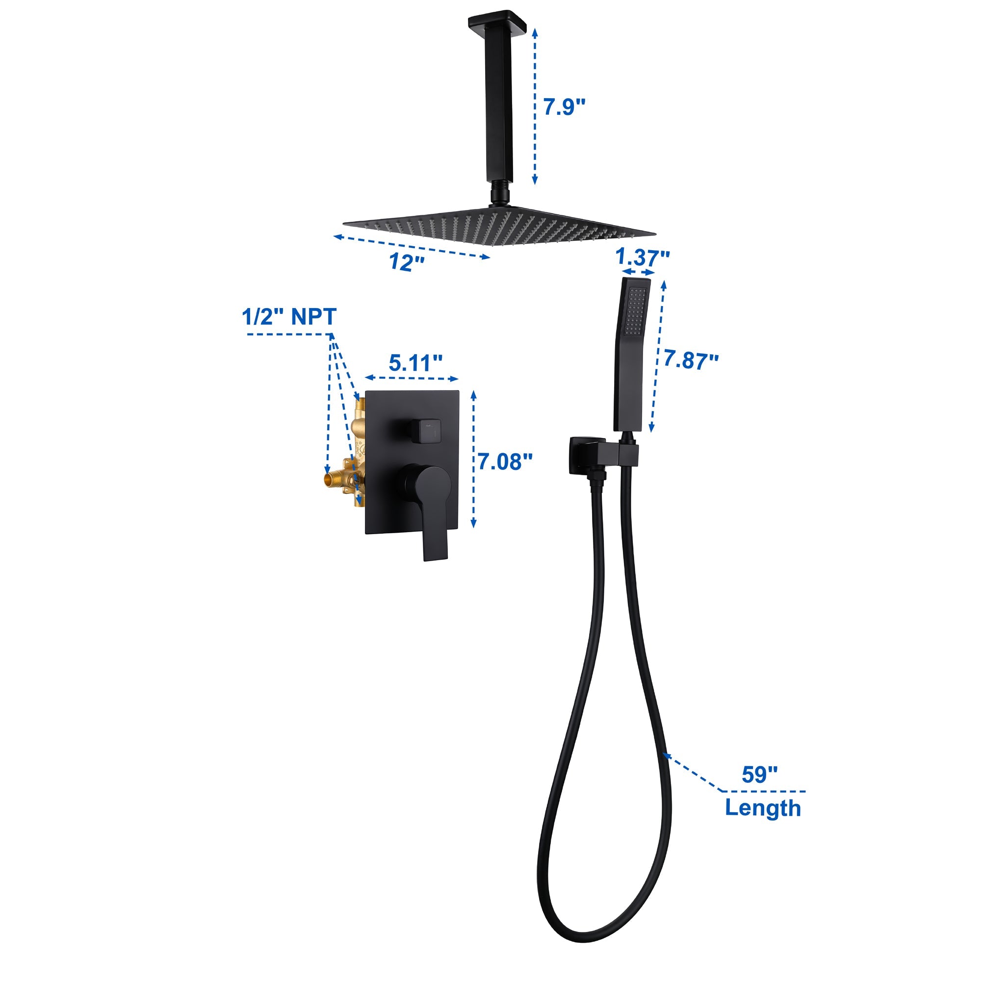 black shower head