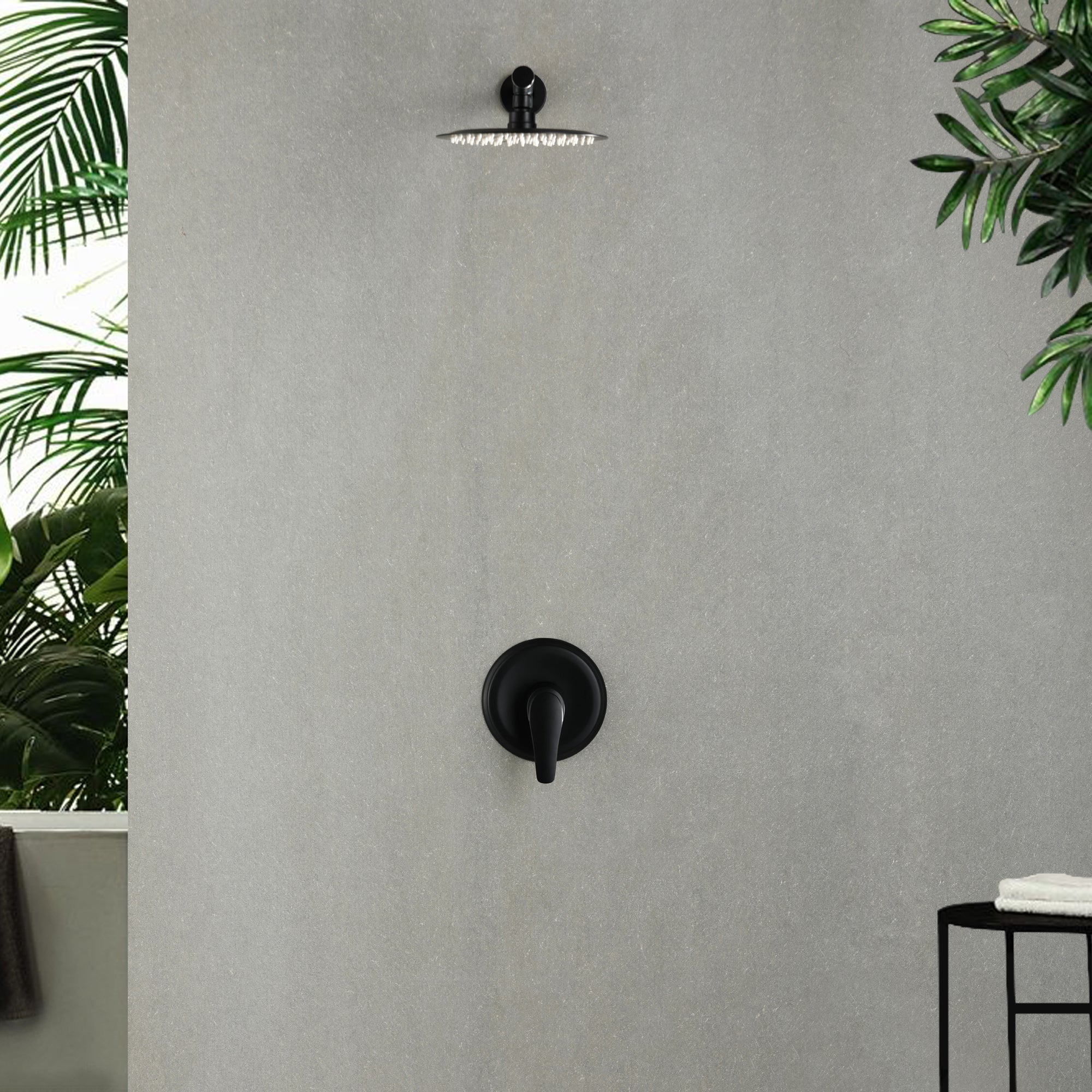 8 inch/ 9 inch 1-Spray Patterns with 2.1 GPM Wall Mount Fixed Shower Head with Valve Included