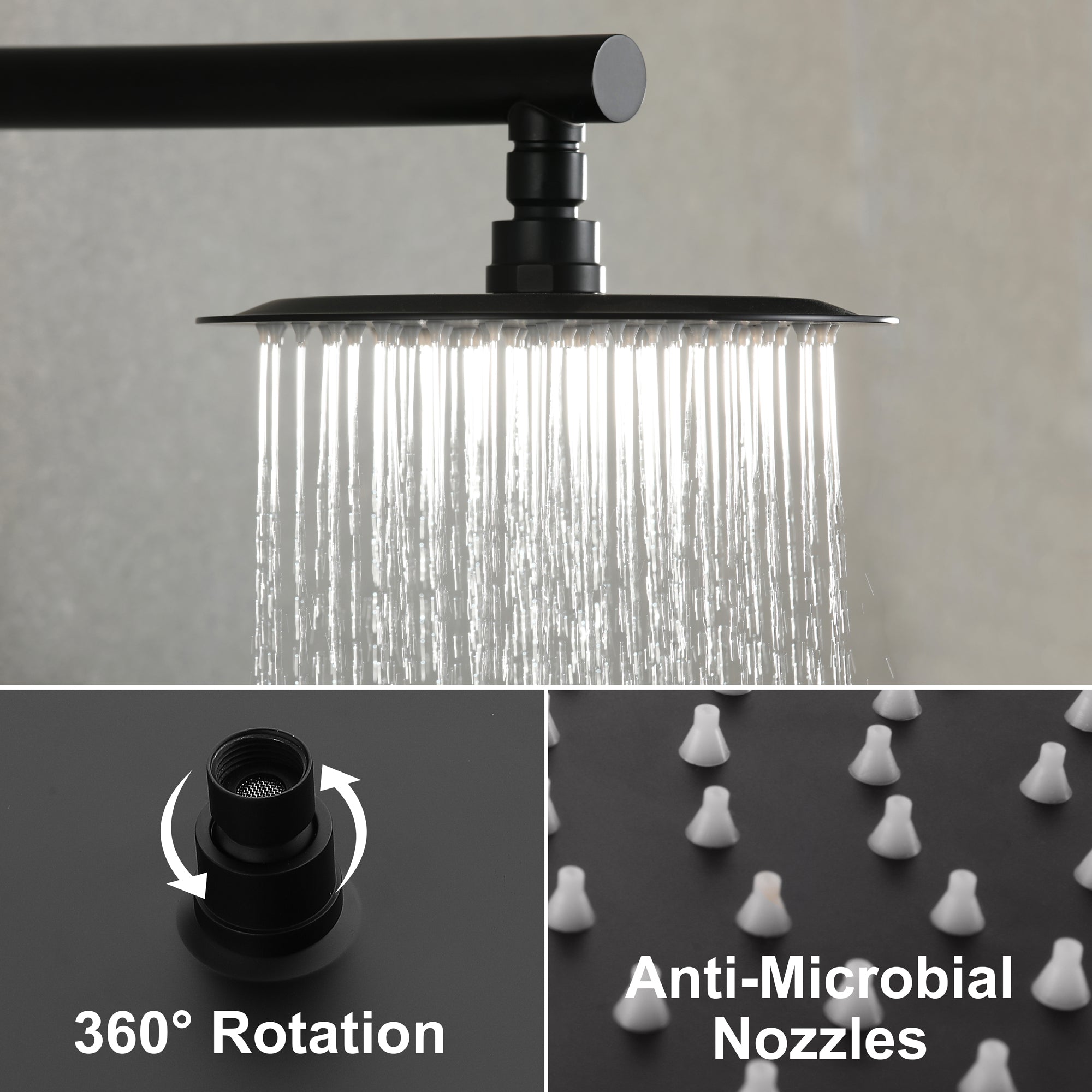 8 inch/ 9 inch 1-Spray Patterns with 2.1 GPM Wall Mount Fixed Shower Head with Valve Included