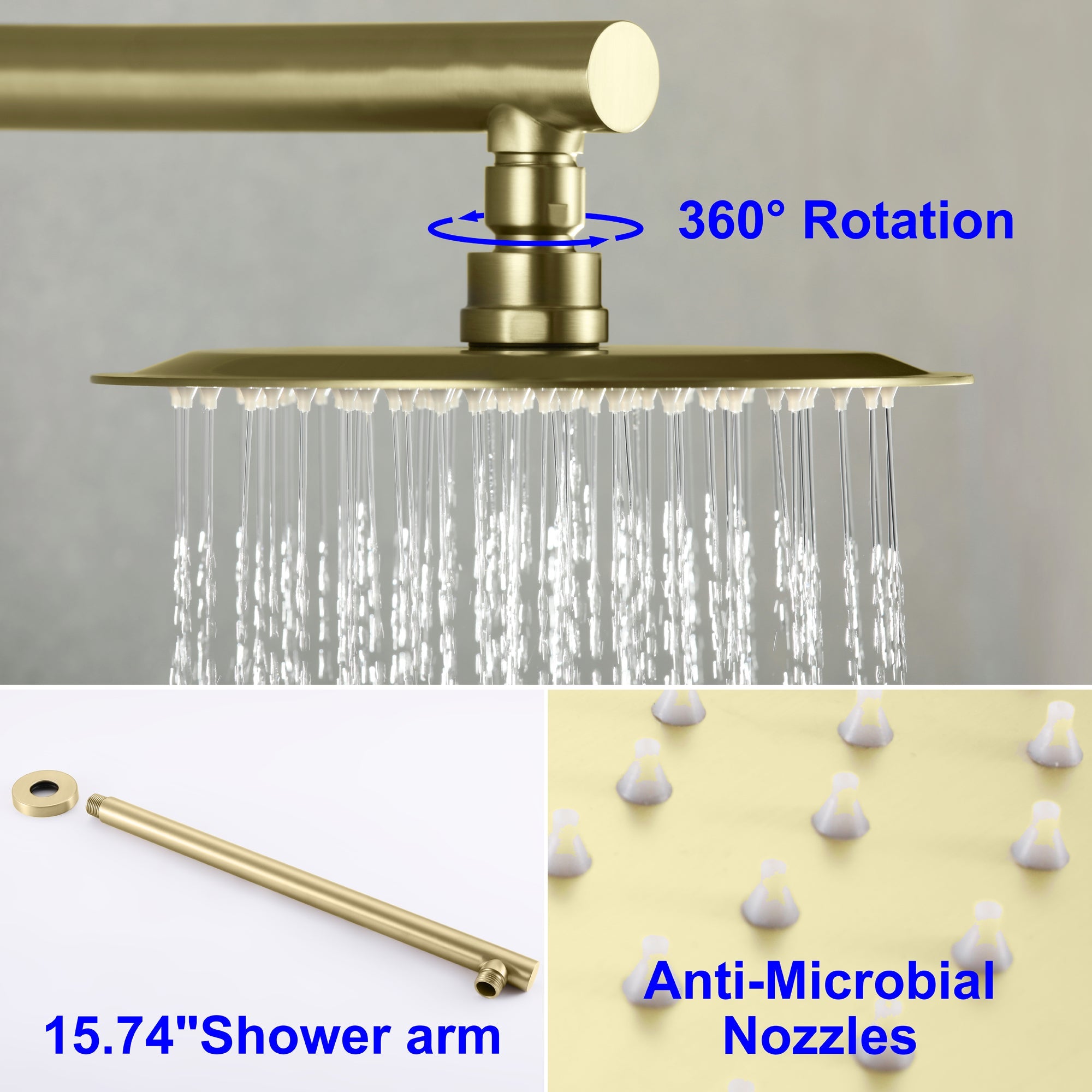 8 inch/ 9 inch 1-Spray Patterns with 2.1 GPM Wall Mount Fixed Shower Head with Valve Included