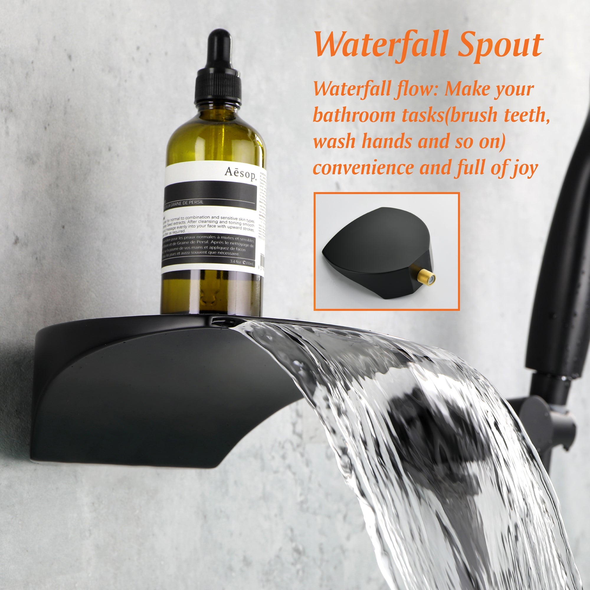 Single-Handle Wall Mount Roman Tub Faucet with Round Hand Shower