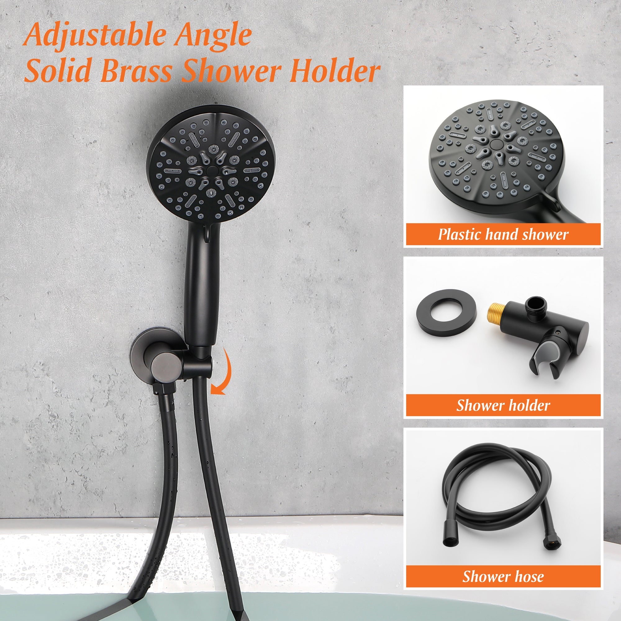 Single-Handle Wall Mount Roman Tub Faucet with Round Hand Shower
