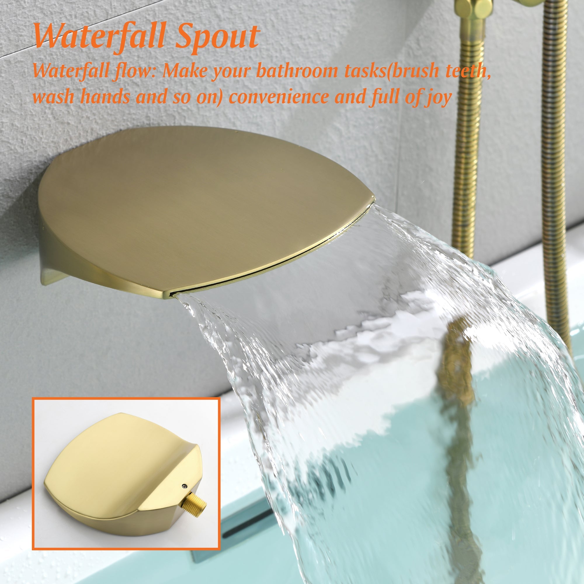 Single-Handle Wall Mount Roman Tub Faucet with Round Hand Shower