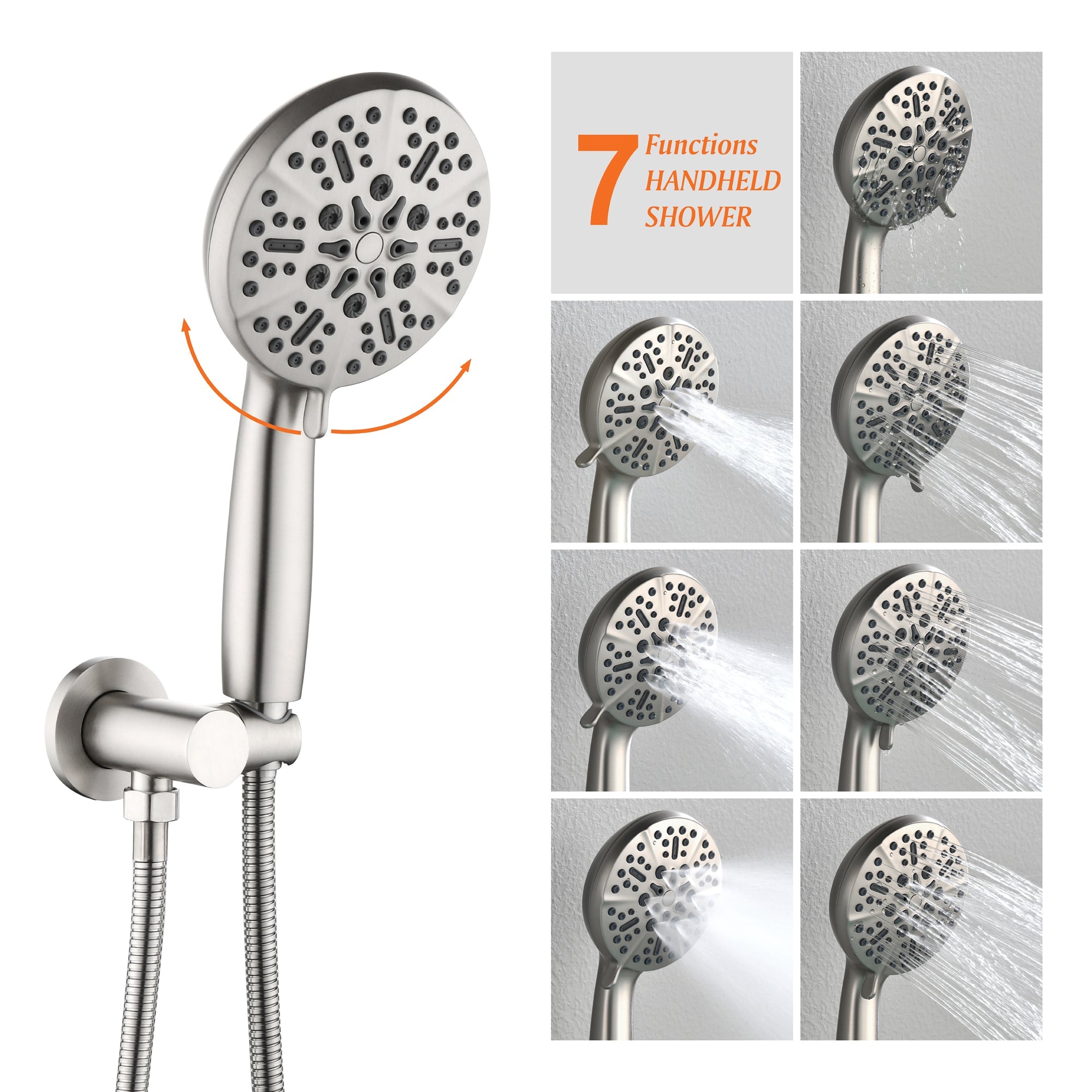 Single-Handle Wall Mount Roman Tub Faucet with Round Hand Shower