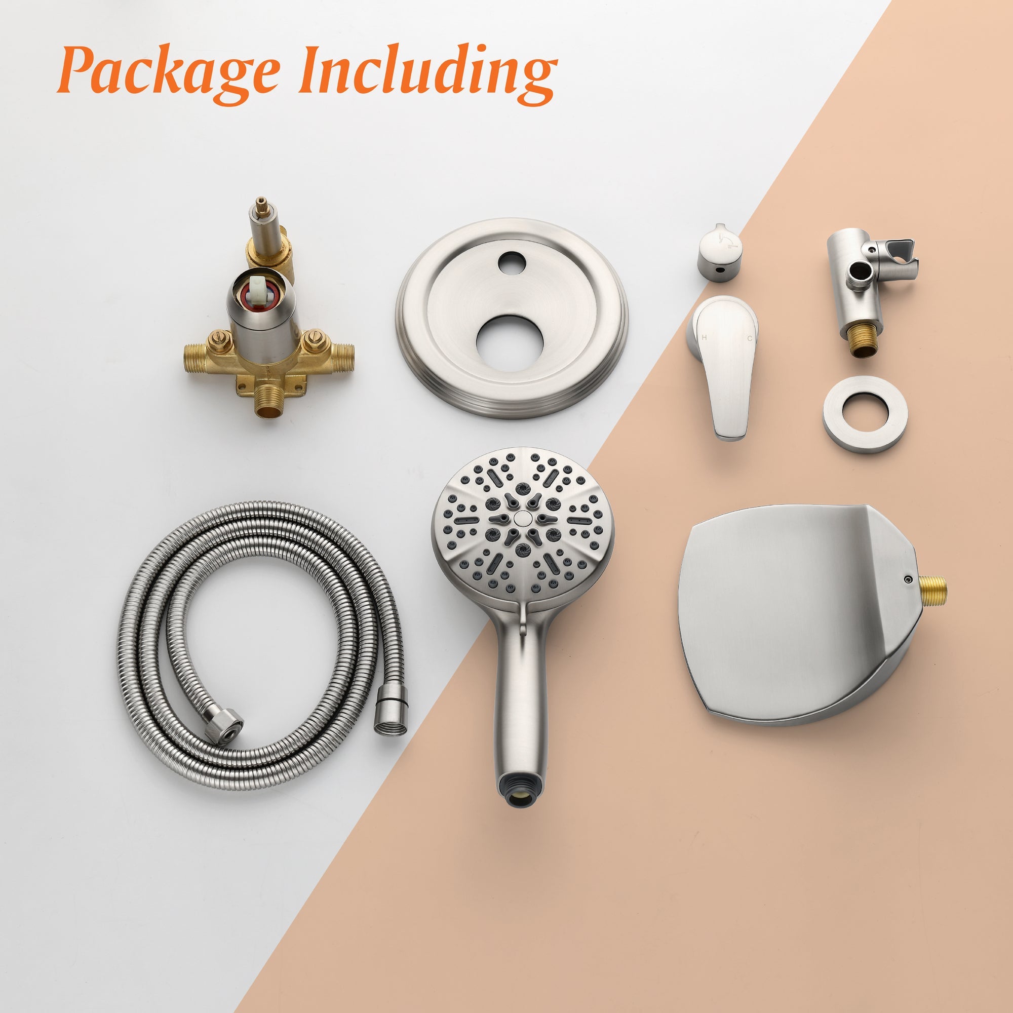 Single-Handle Wall Mount Roman Tub Faucet with Round Hand Shower