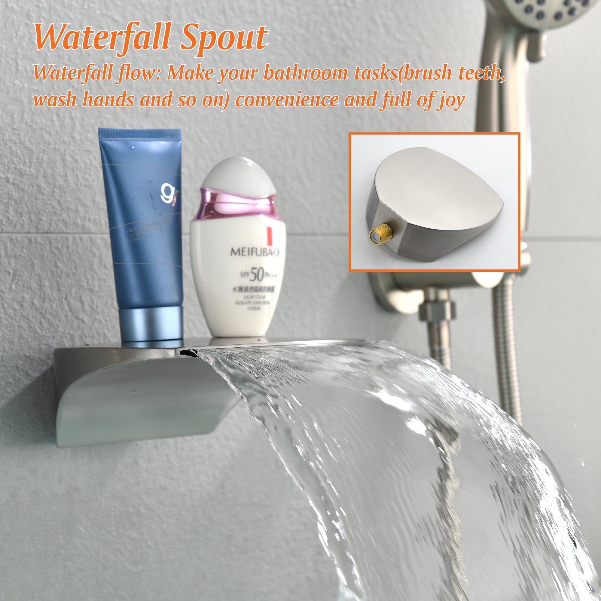 Single-Handle Wall Mount Roman Tub Faucet with Round Hand Shower