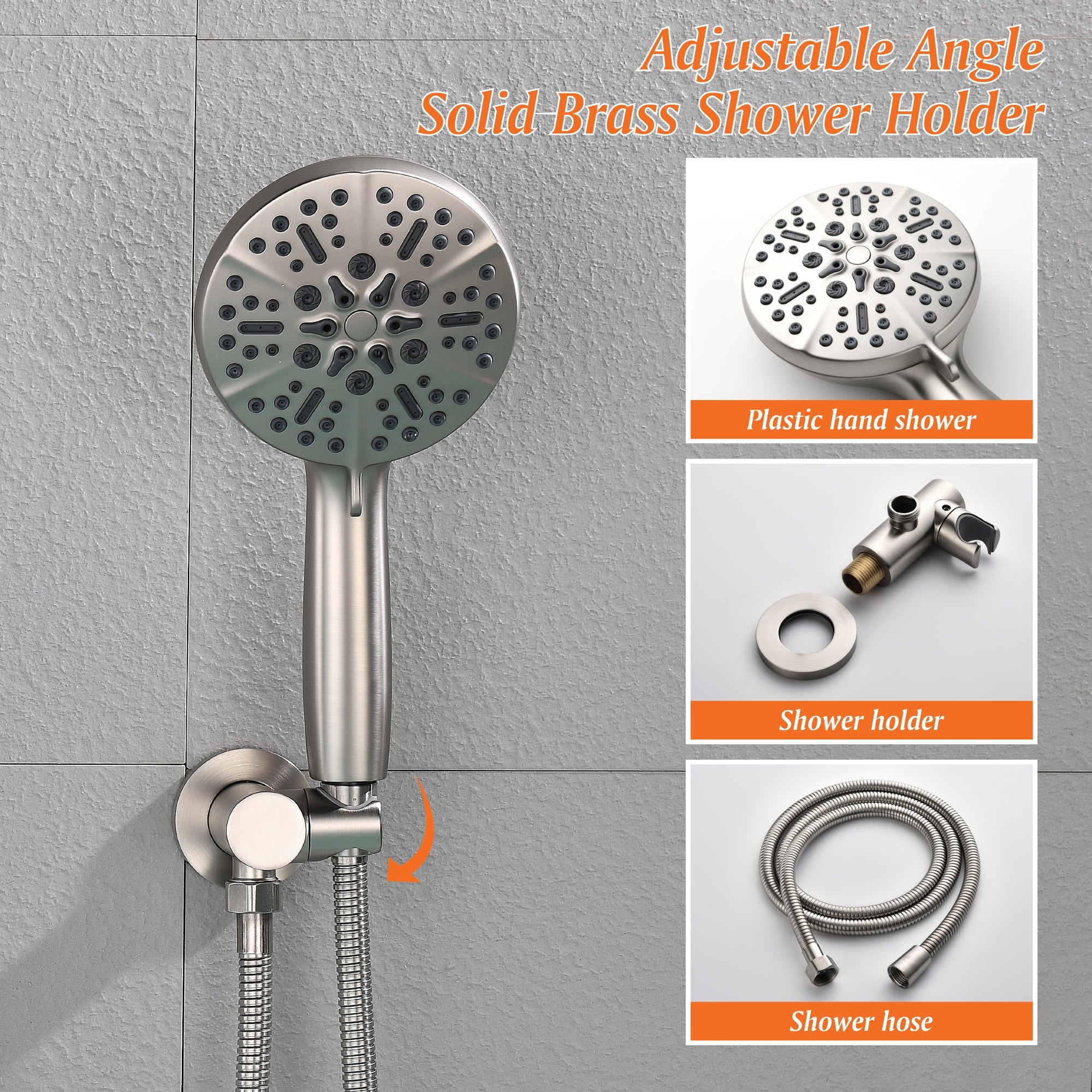 Single-Handle Wall Mount Roman Tub Faucet with Round Hand Shower