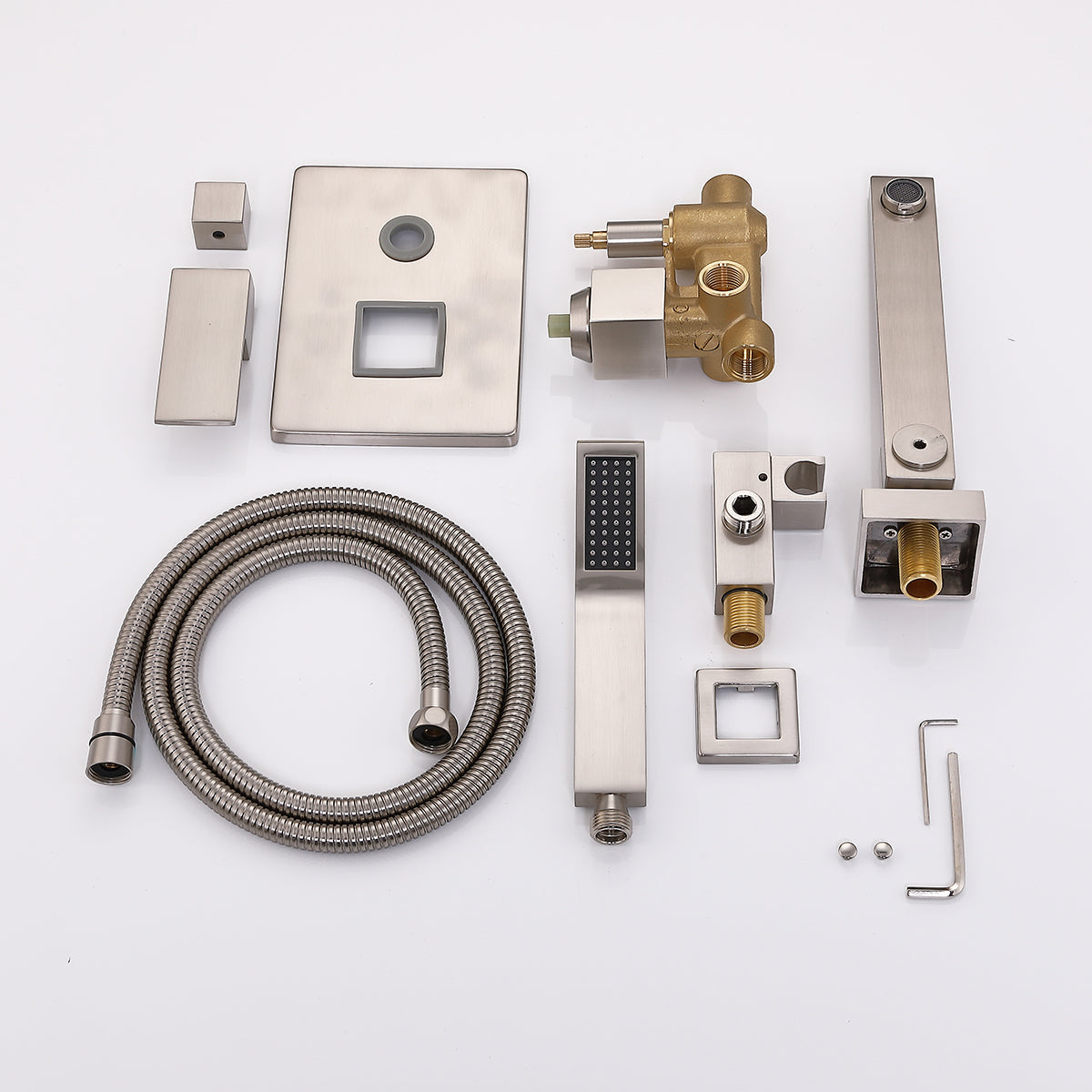 Wall Mounted Tub Filler With Tub Spout and Handheld Shower in Brushed Nickel