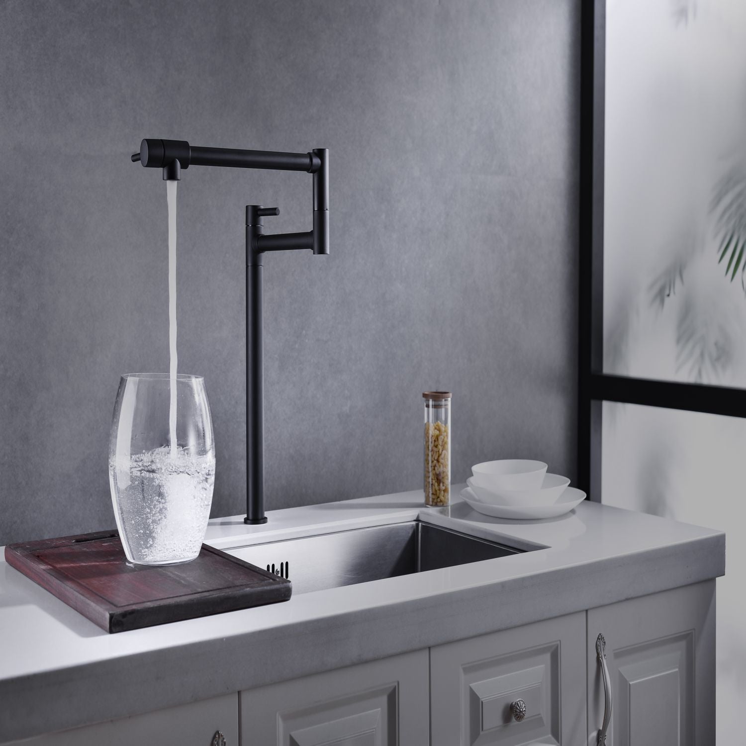 Deck Mounted Pot Filler Faucet with 360° Rotation