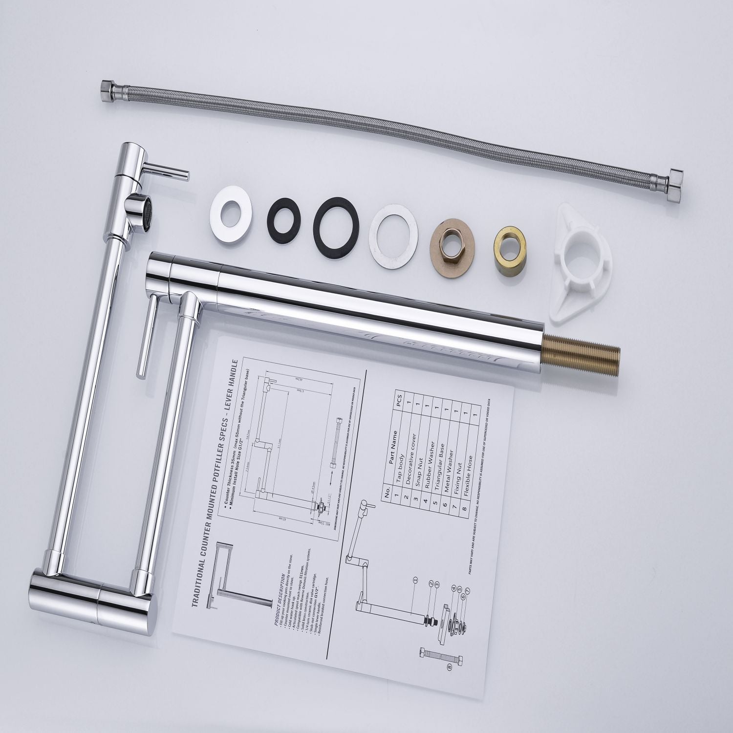 Deck Mounted Pot Filler Faucet with 360° Rotation Mod