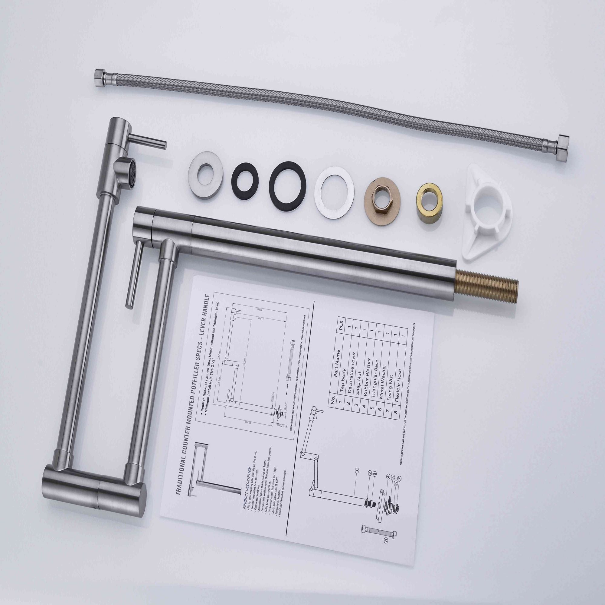 Deck Mounted Pot Filler Faucet with 360° Rotation Mod