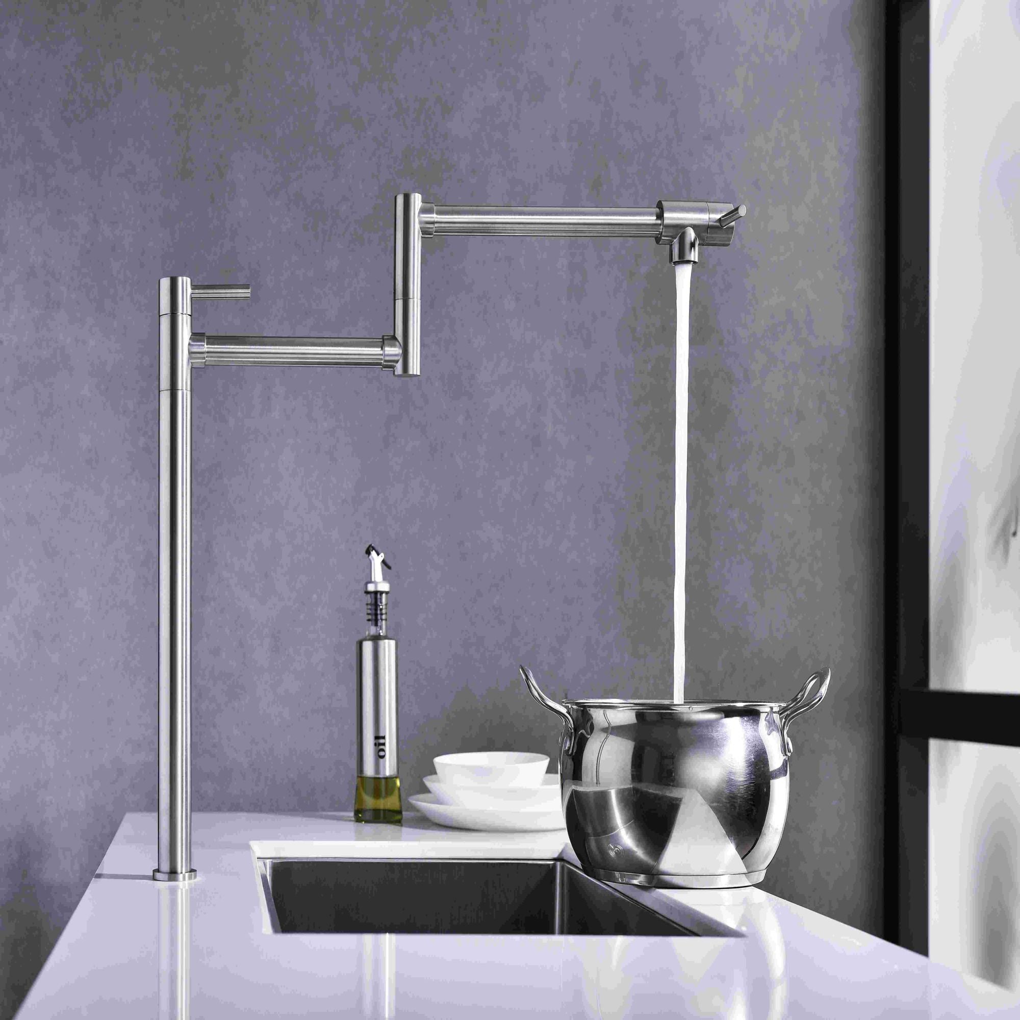 Deck Mounted Pot Filler Faucet with 360° Rotation