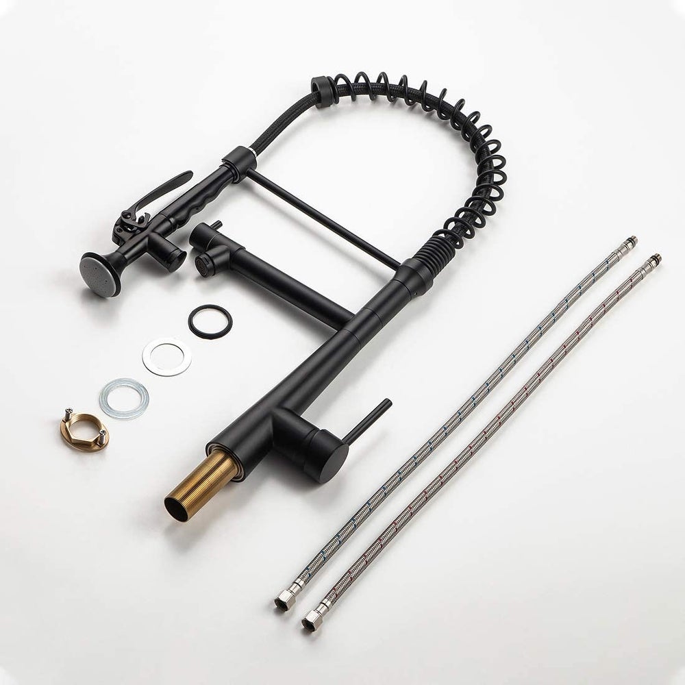 Black Single Handle Pull Down Sprayer Kitchen Faucet with LED Light