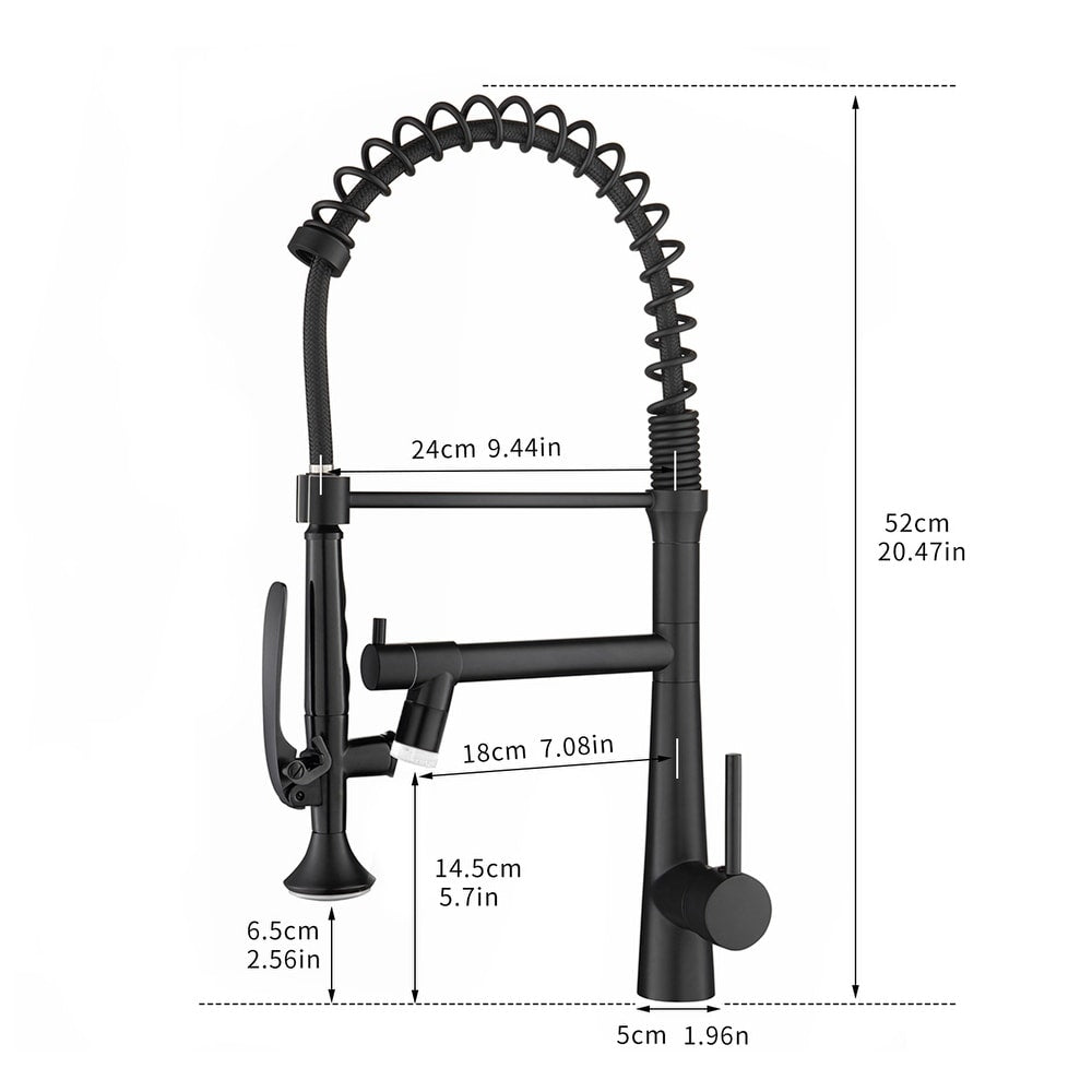 Black Single Handle Pull Down Sprayer Kitchen Faucet with LED Light