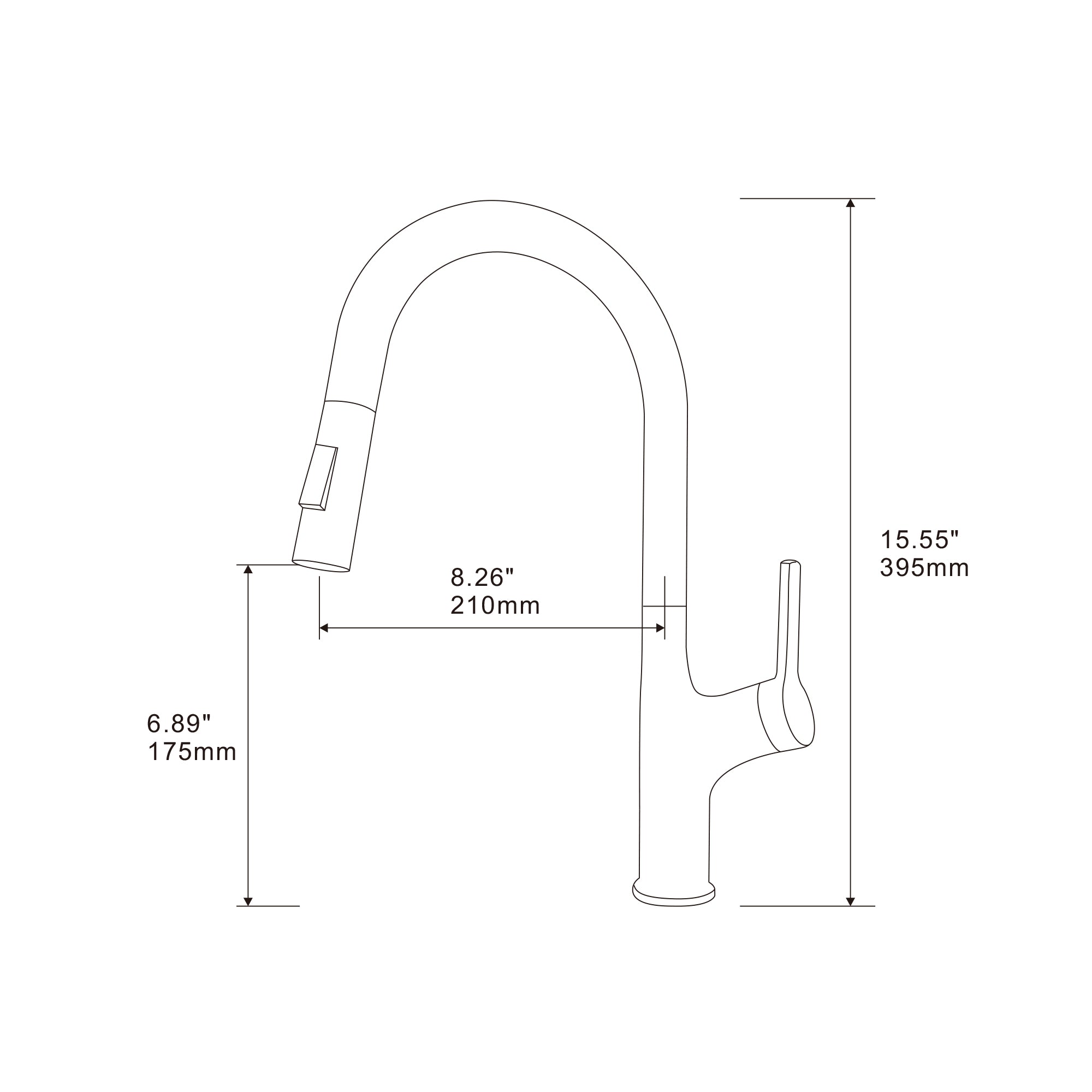 High Arc Single Handle Dual-Function Kitchen Sink Faucet in Brushed Gold